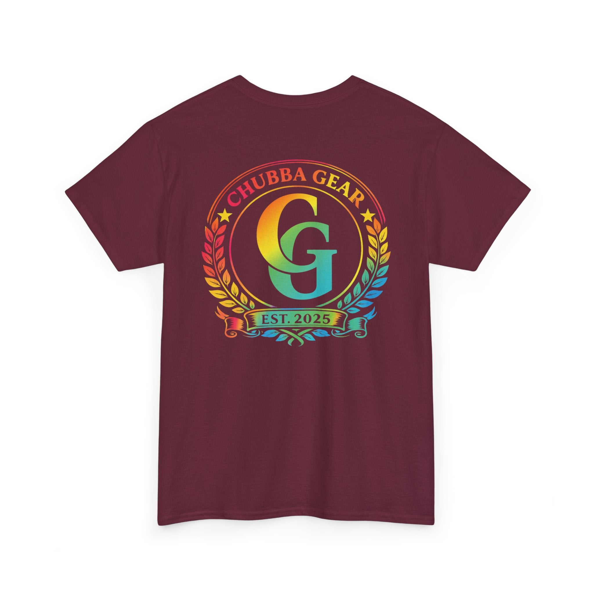 Chubba Gear Rainbow Crest T-Shirt — Retro Logo Tee (Est. 2025)