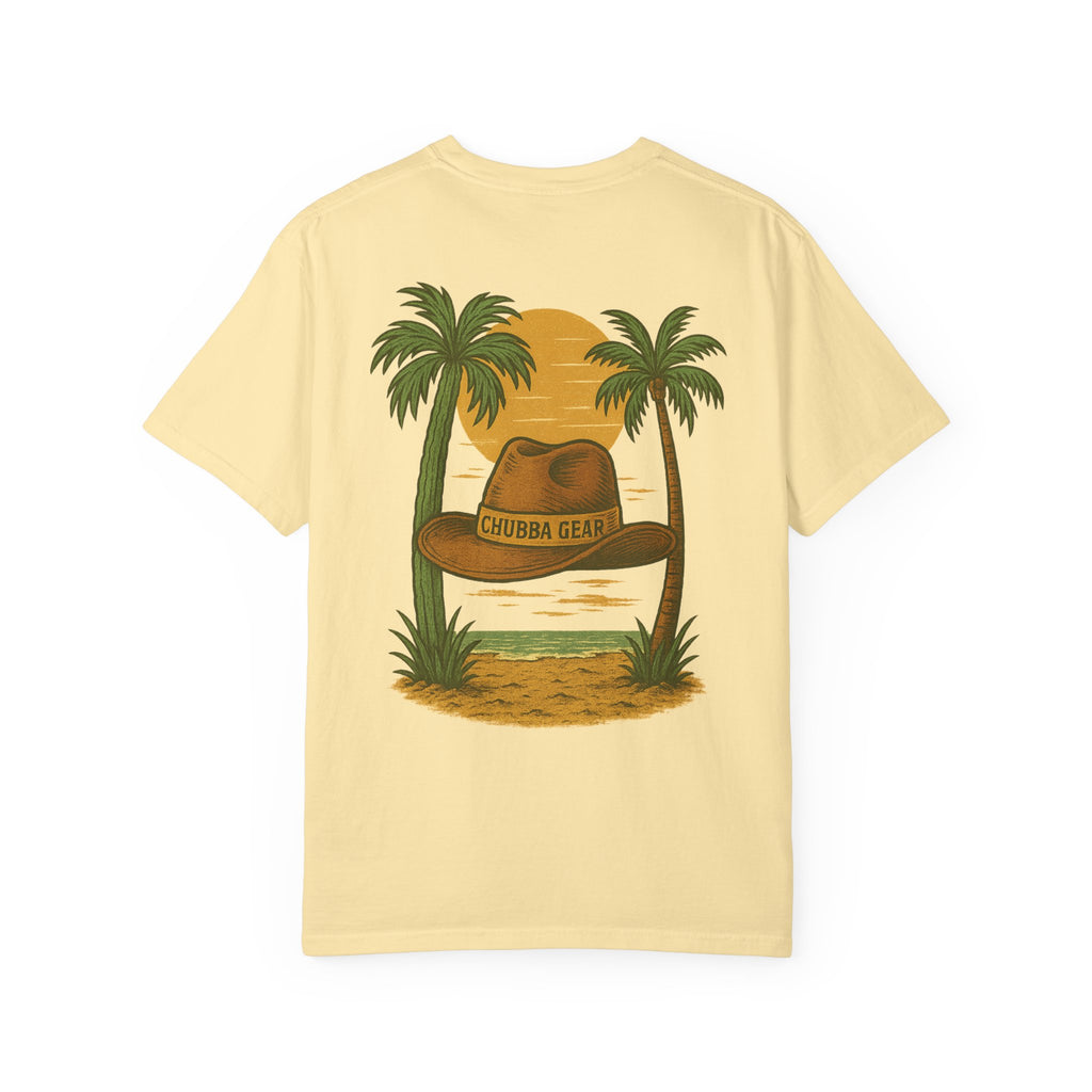 CHUBBA GEAR Tropical Sunset Hat Graphic T-Shirt