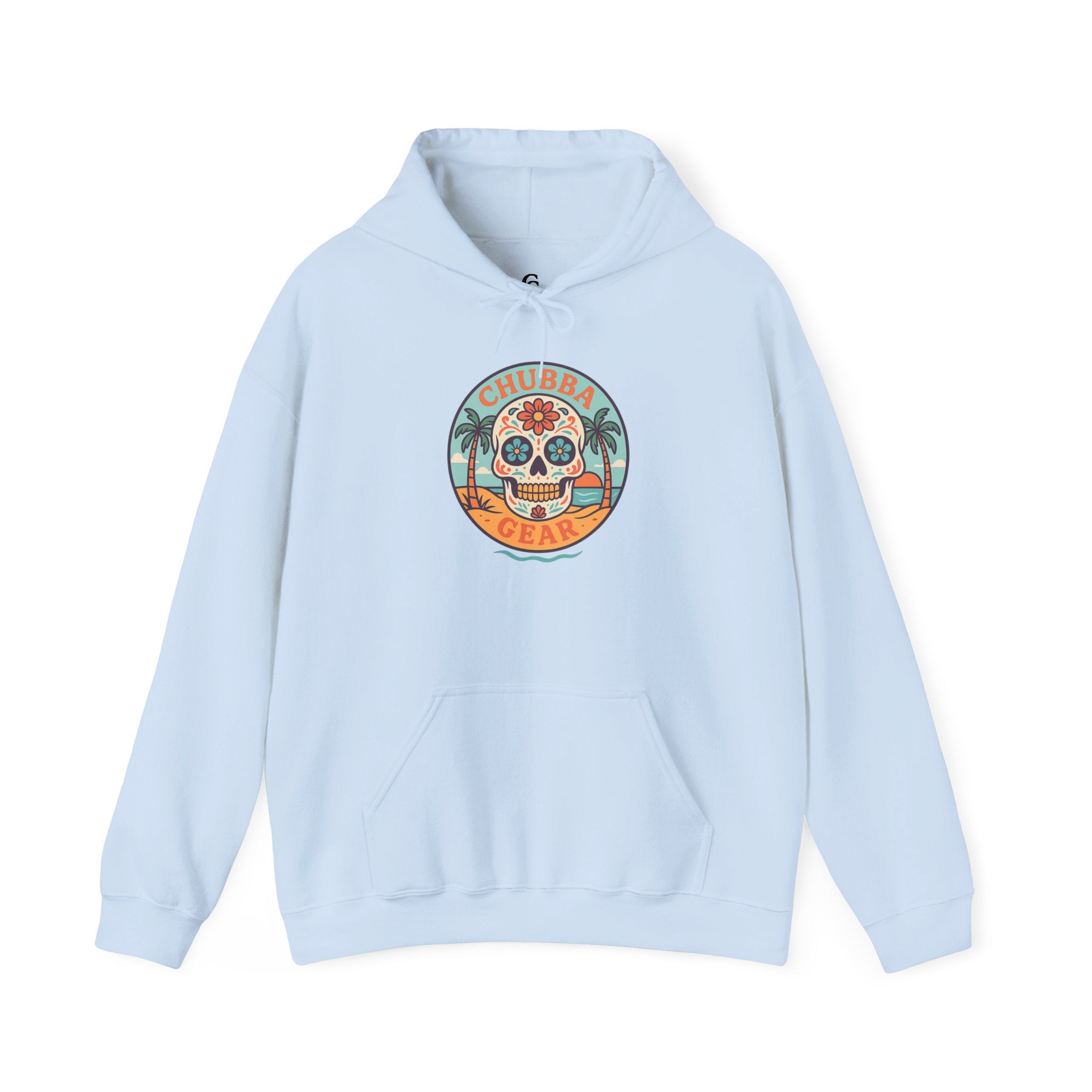CHUBBA GEAR Sugar Skull Hoodie | Retro Beach Day of the Dead