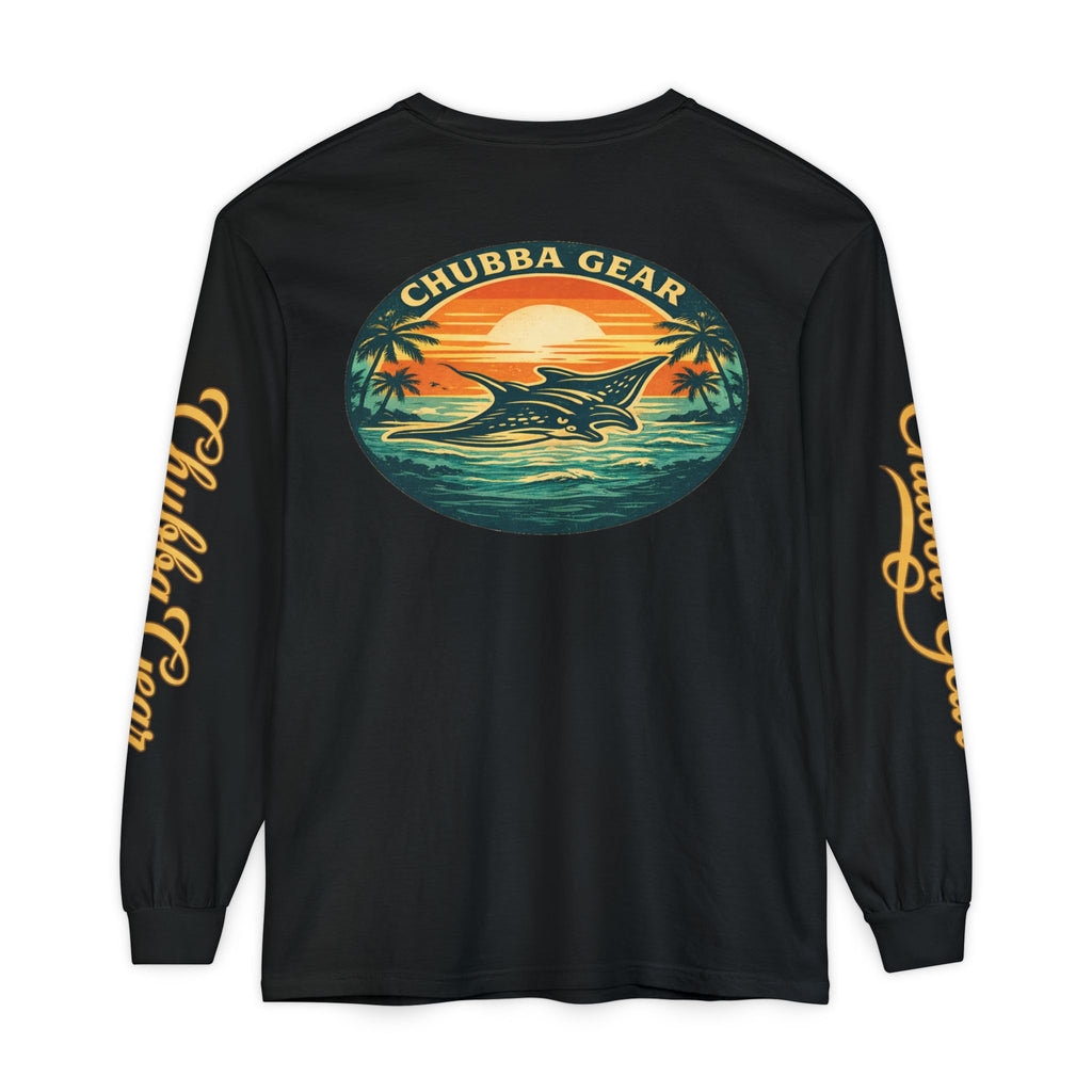 Chubba Gear Sunset Manta Ray Garment-Dyed Long Sleeve Tee