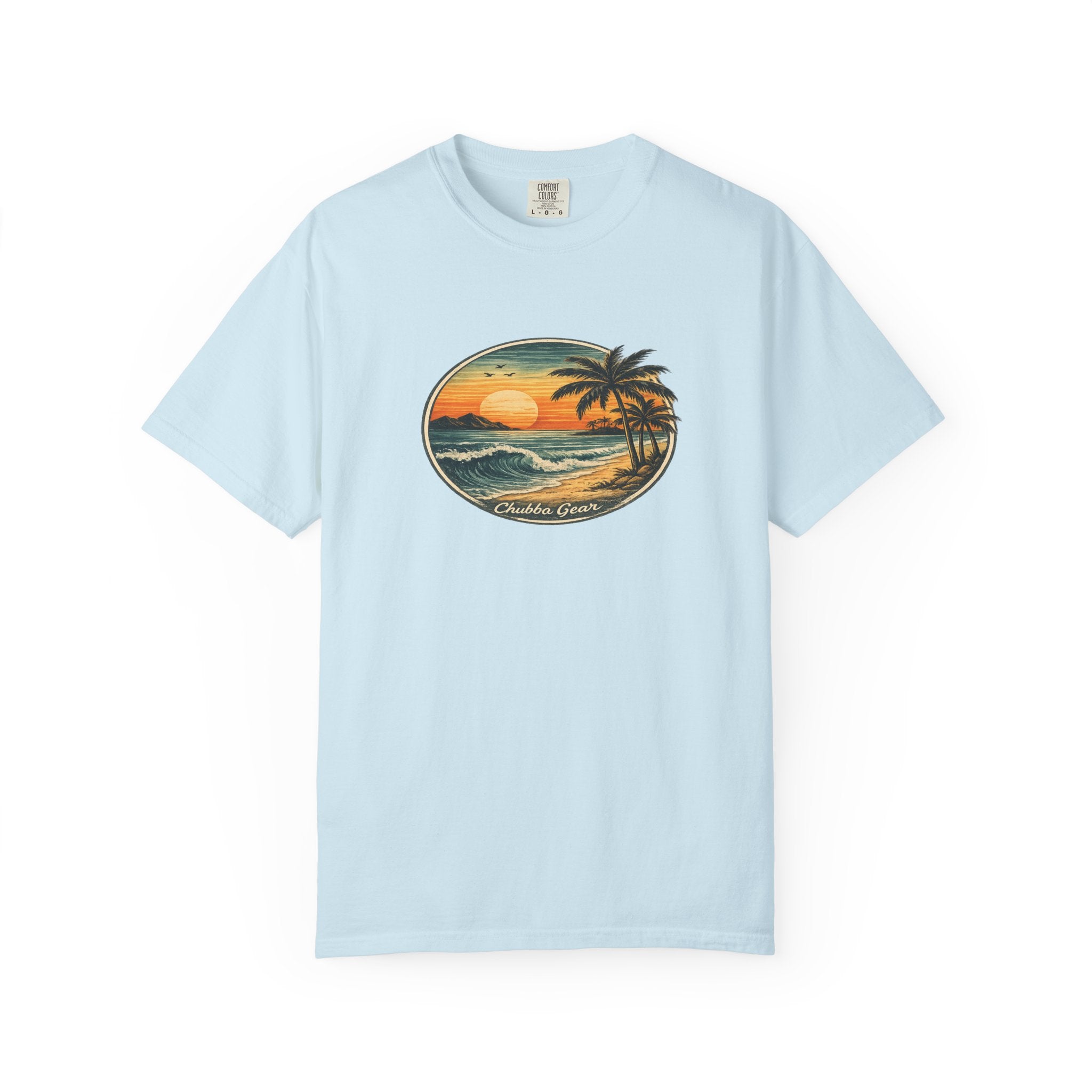 Chubba Gear Retro Island Sunset T-Shirt | Garment-Dyed Coastal Tee