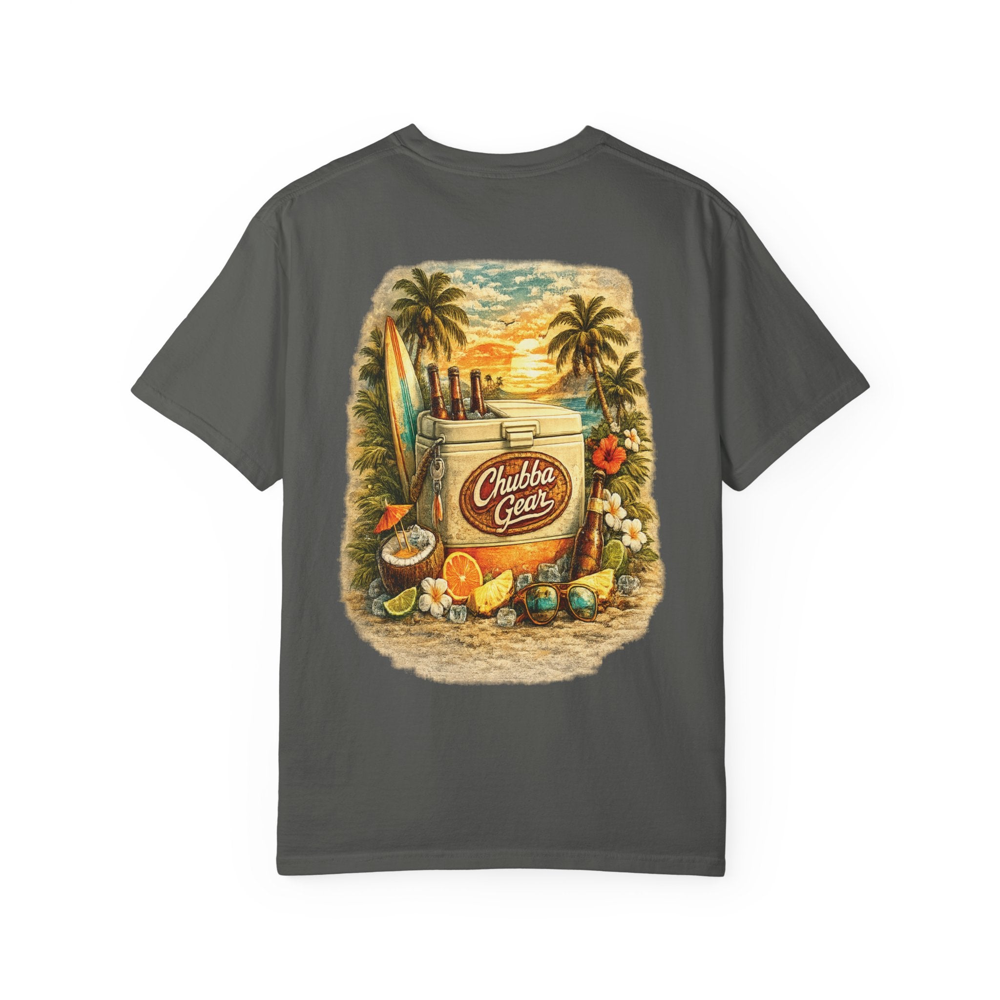 CHUBBA GEAR Vintage Tropical T-Shirt – Retro Beach Cooler Surf Graphic Tee