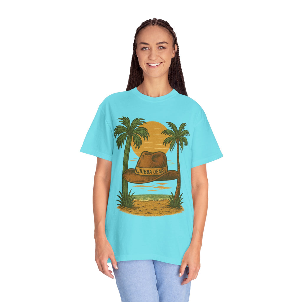 CHUBBA GEAR Tropical Sunset Hat Graphic T-Shirt