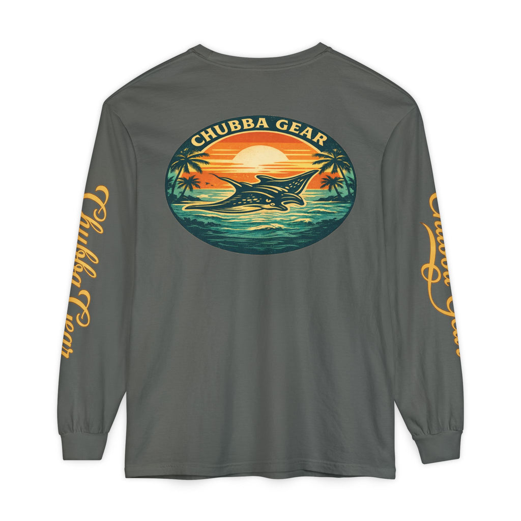 Chubba Gear Sunset Manta Ray Garment-Dyed Long Sleeve Tee