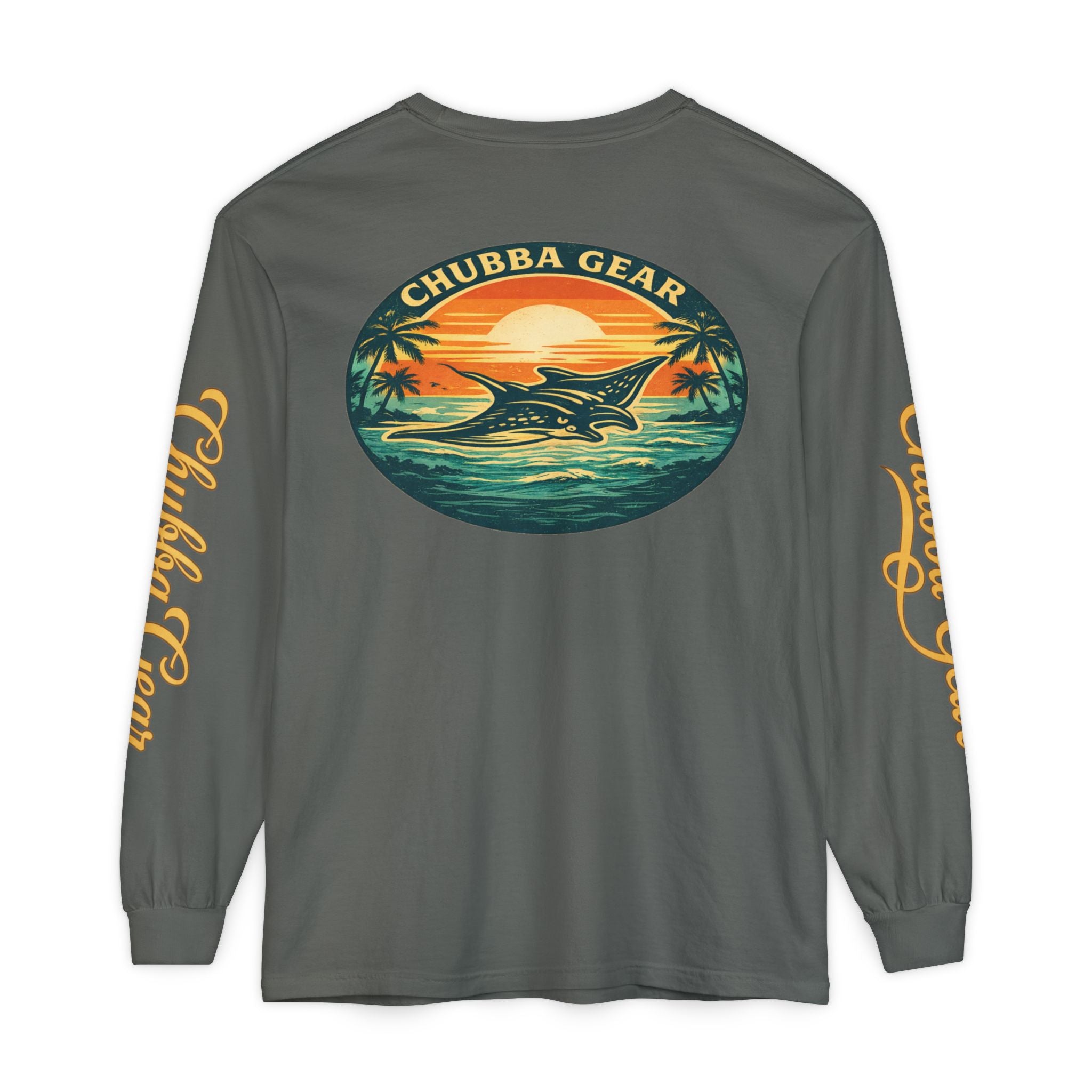 Chubba Gear Sunset Manta Ray Garment-Dyed Long Sleeve Tee