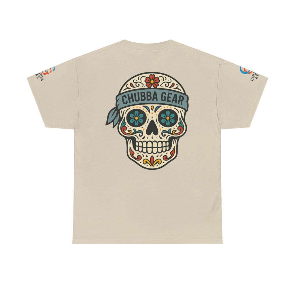 Chubba Gear Sugar Skull Tee — Day of the Dead Floral Skull T-Shirt