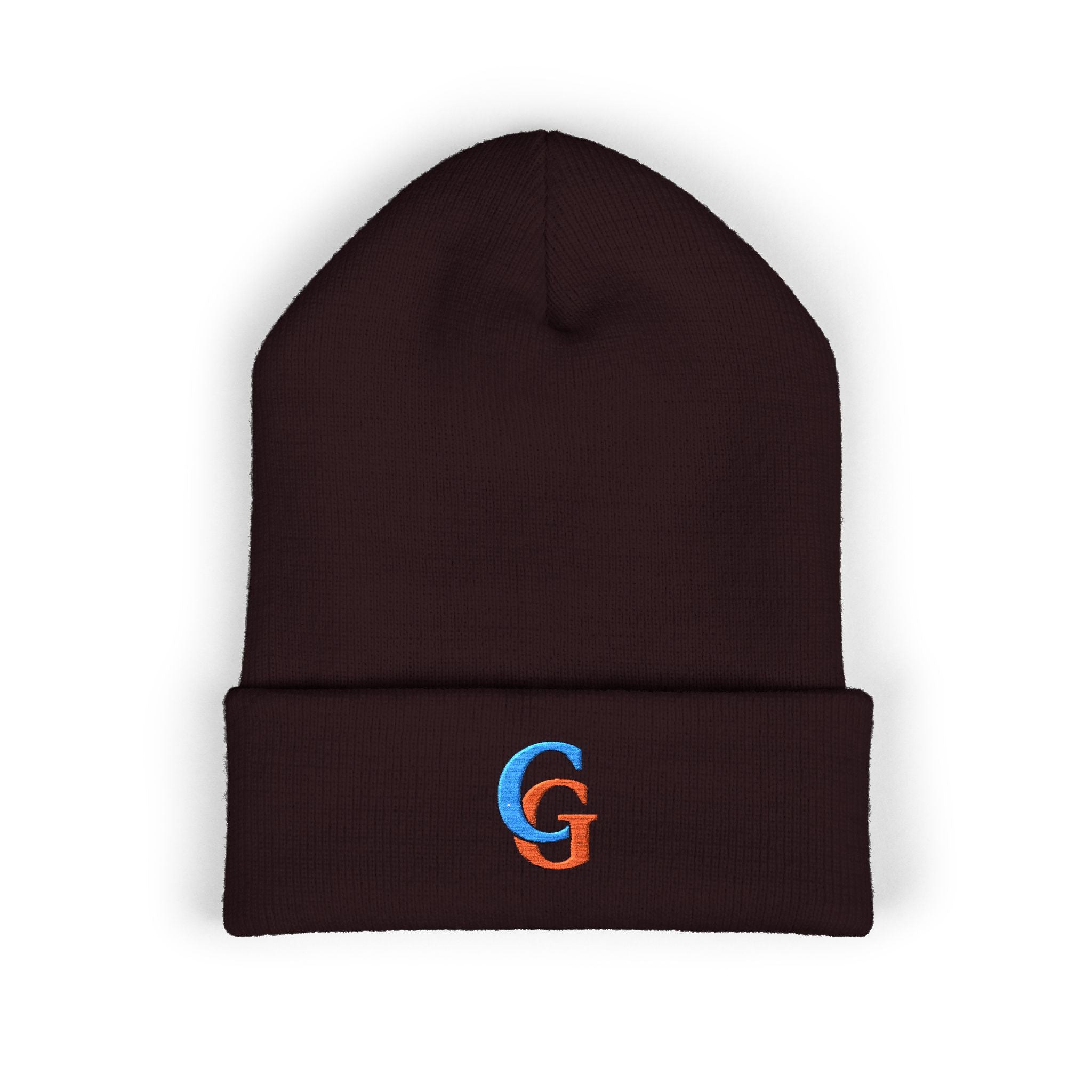 Beanie-Embroidered 'CG' Classic Cuffed Beanie - Cozy Initial Knit Hat