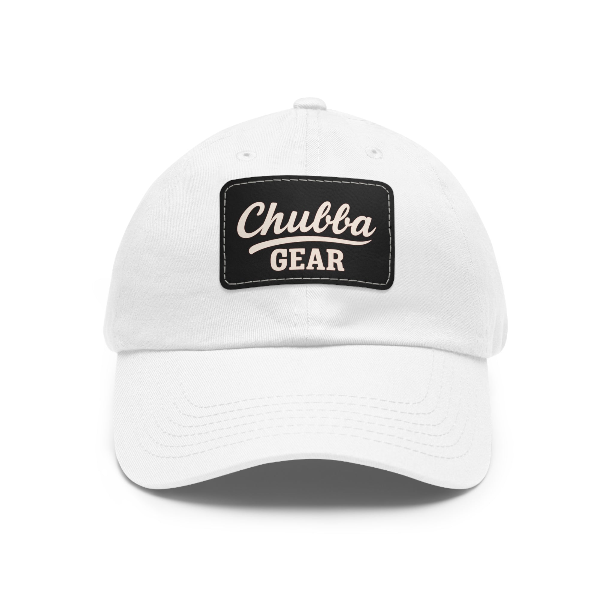 Chubba Gear Leather Patch Dad Hat — Classic Retro Logo Cap