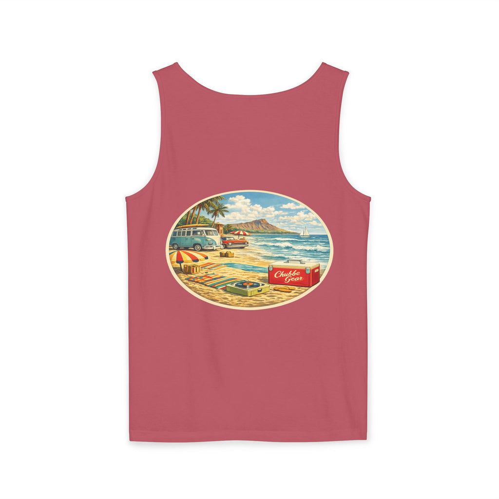 CHUBBA GEAR Vintage Beach Tank Top – Retro 60s Surf Graphic Tropical Summer Shirt