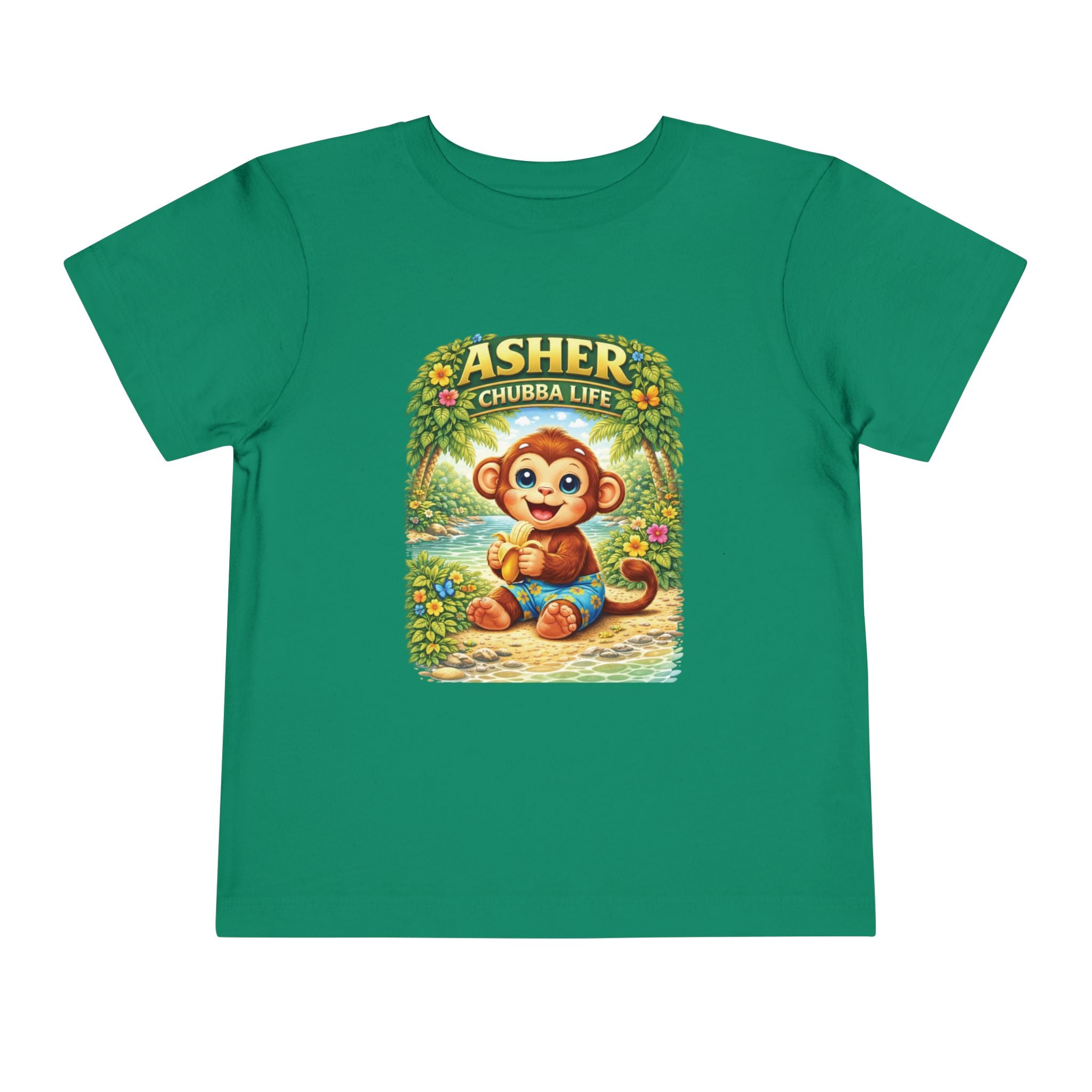 CHUBBA GEAR Asher Chubby Monkey Toddler Tee - Cute Jungle Baby Monkey Shirt