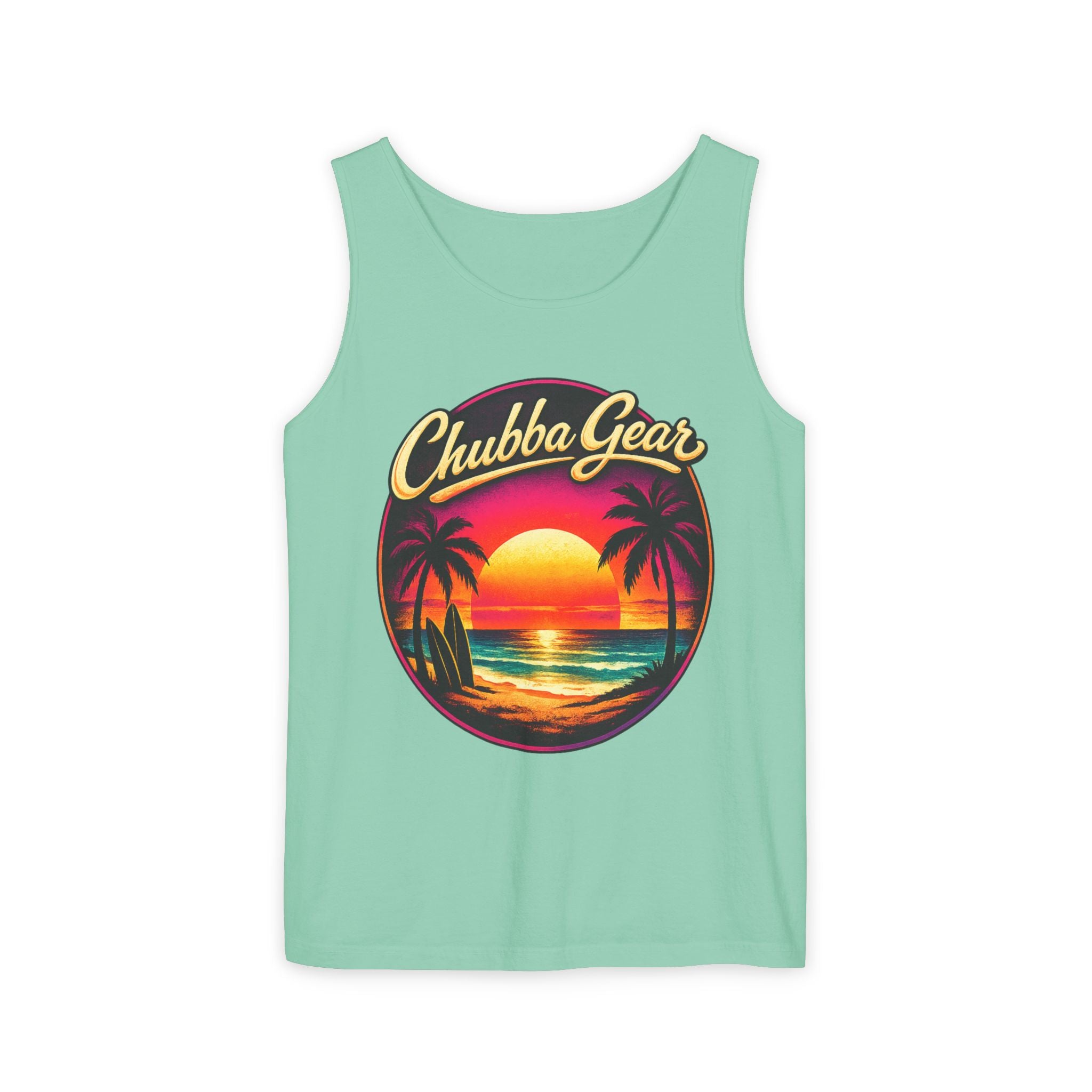 Chubba Gear Sunset Tank Top – Retro Tropical Beach Graphic