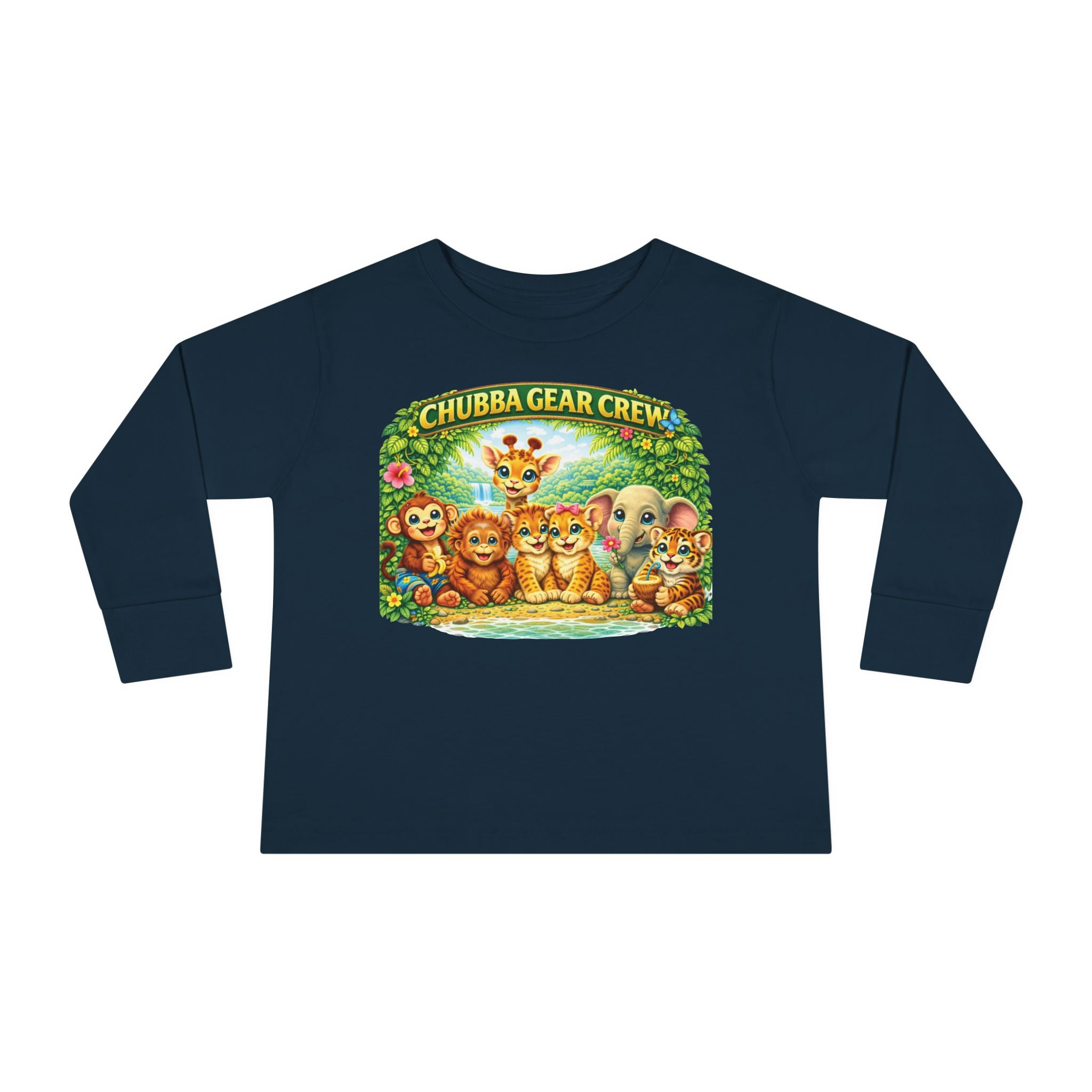 CHUBBA GEAR Crew Toddler Long Sleeve Tee — Cute Safari Animal Friends