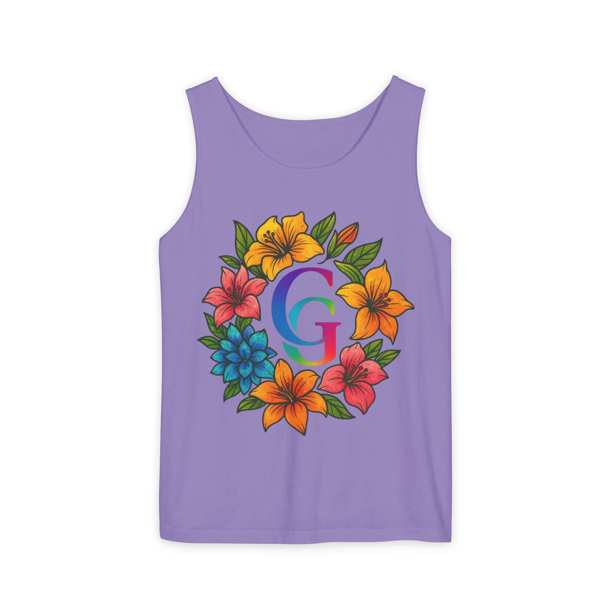 CHUBBA GEAR Floral Monogram Tank Top Tropical Wreath