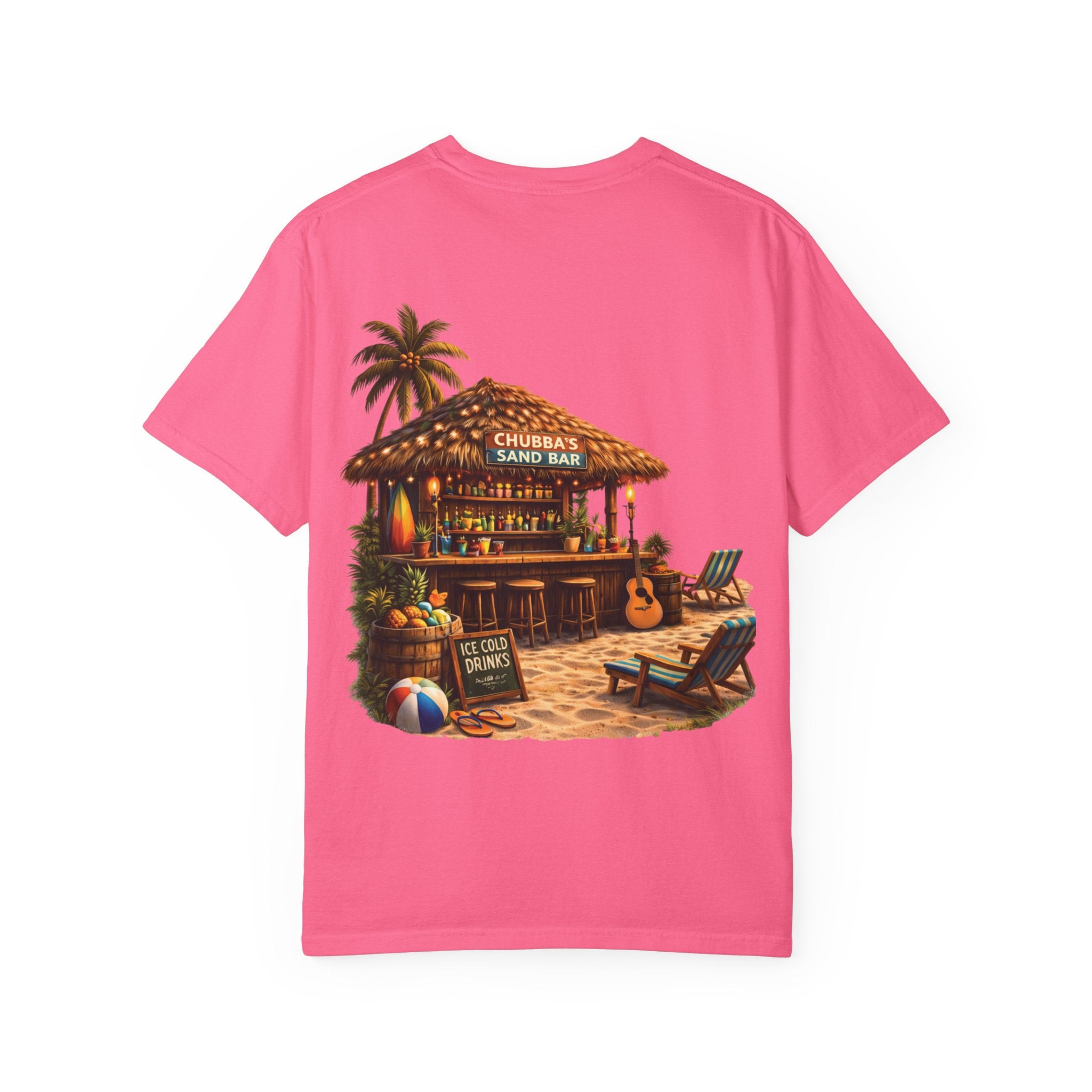 CHUBBA GEAR Sand Bar – Tropical Tiki Beach Bar T-Shirt