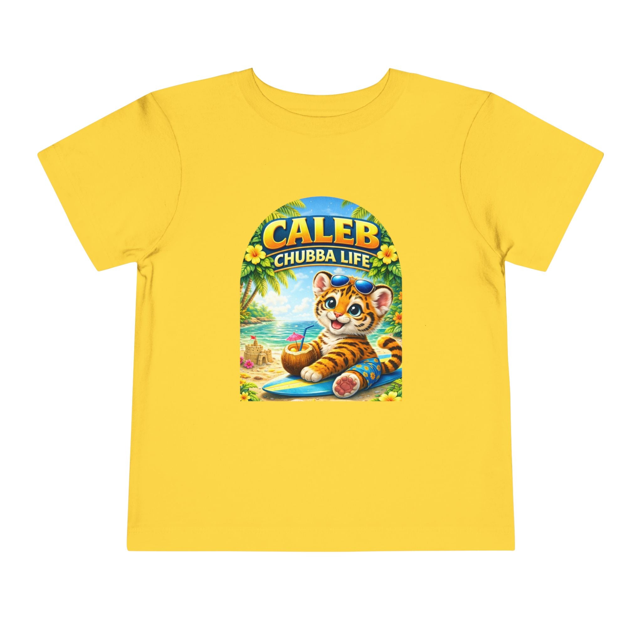 CHUBBA GEAR Caleb Chubba Life Toddler Tee — Cute Surfing Tiger Kids Shirt