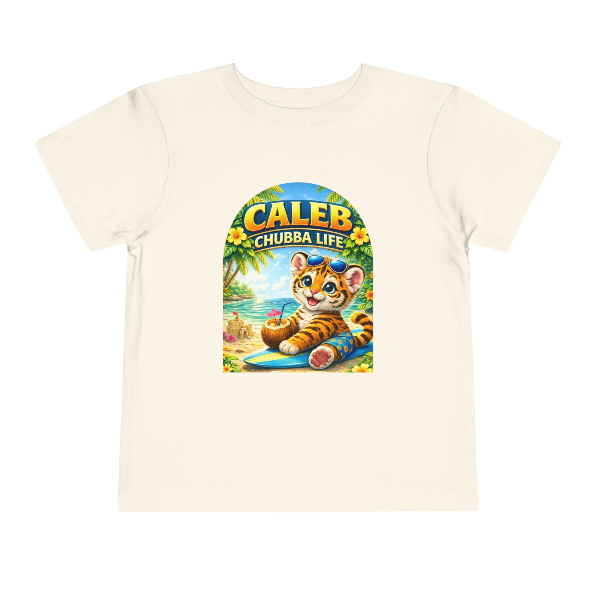 CHUBBA GEAR Caleb Chubba Life Toddler Tee — Cute Surfing Tiger Kids Shirt