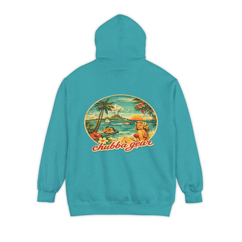 Chubba Gear Retro Tropical Hoodie – 1950s Surf Beach Vintage Pullover