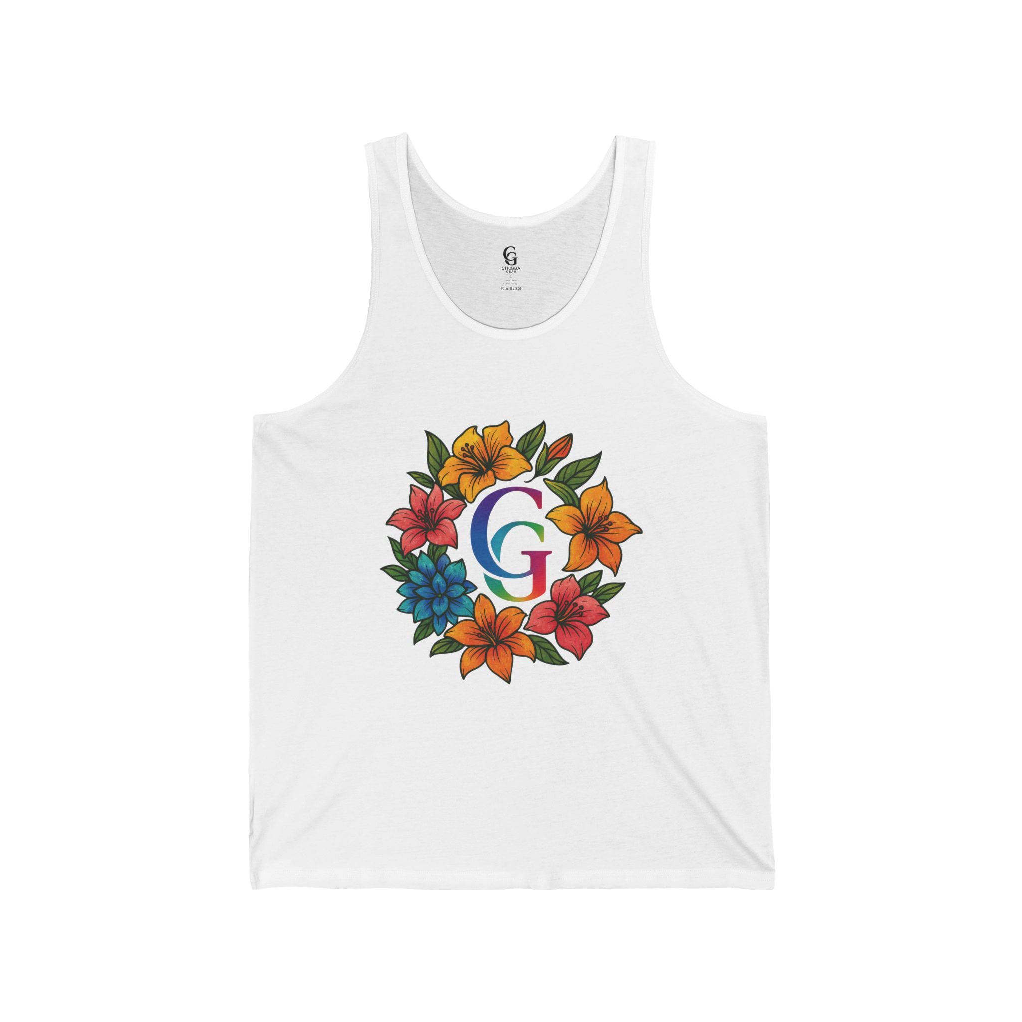 CHUBBA GEAR Floral Monogram Tank Top - Summer Flower Wreath