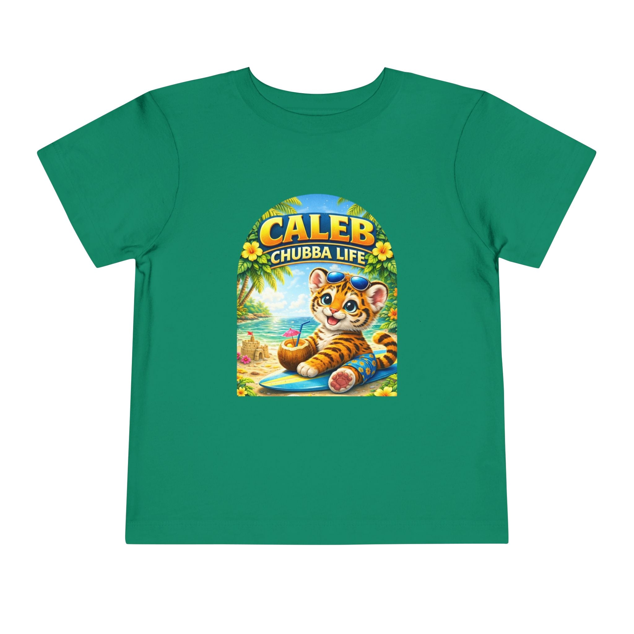 CHUBBA GEAR Caleb Chubba Life Toddler Tee — Cute Surfing Tiger Kids Shirt