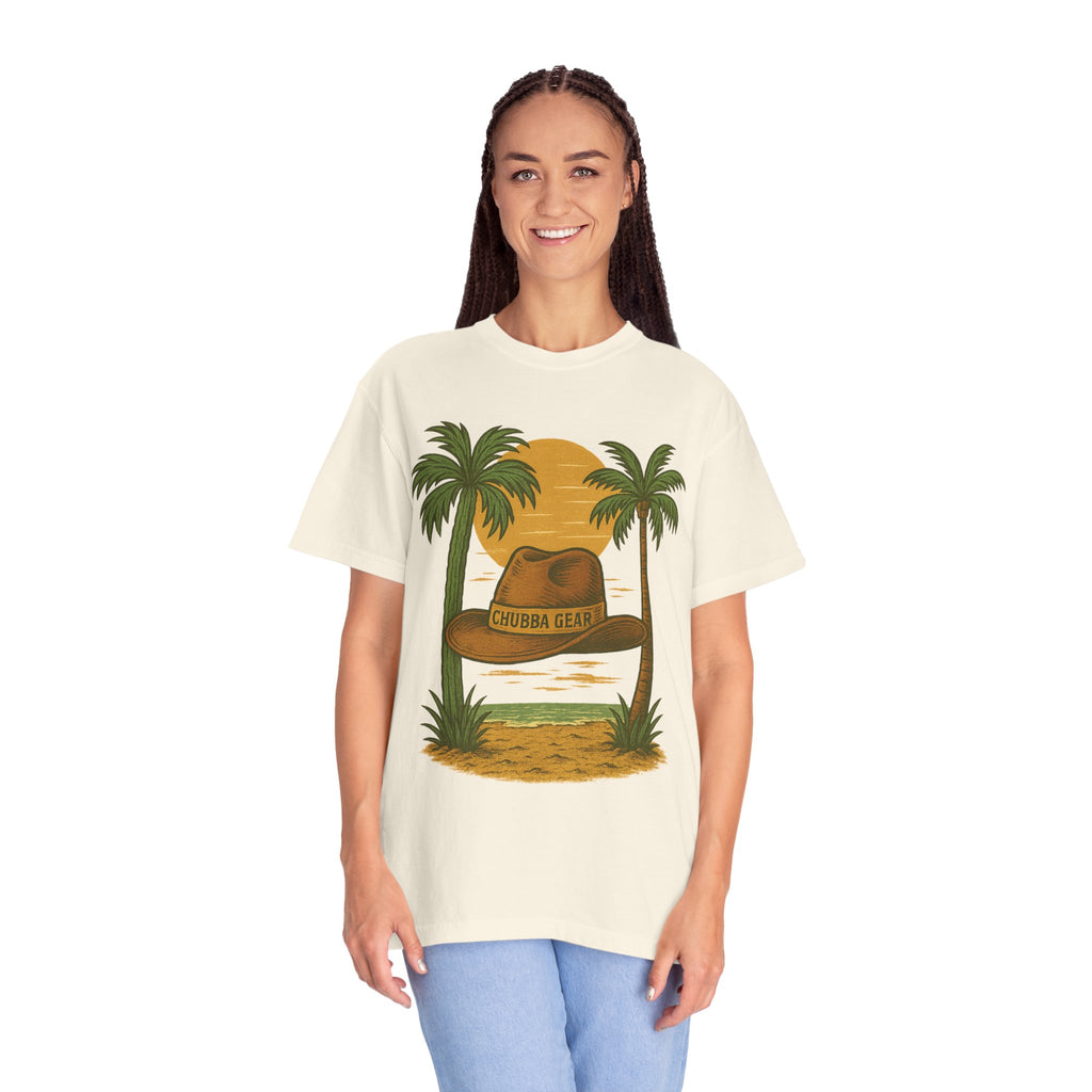 CHUBBA GEAR Tropical Sunset Hat Graphic T-Shirt