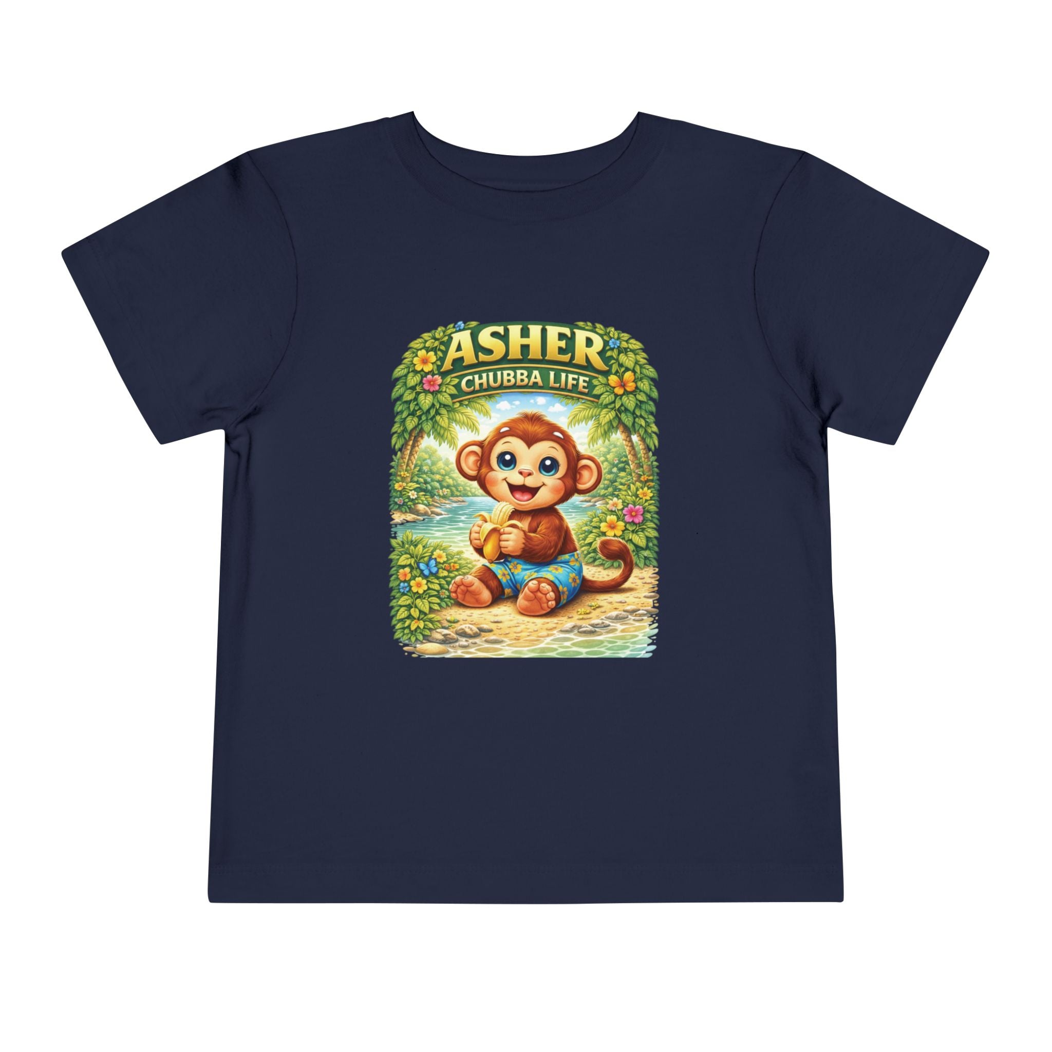 CHUBBA GEAR Asher Chubby Monkey Toddler Tee - Cute Jungle Baby Monkey Shirt