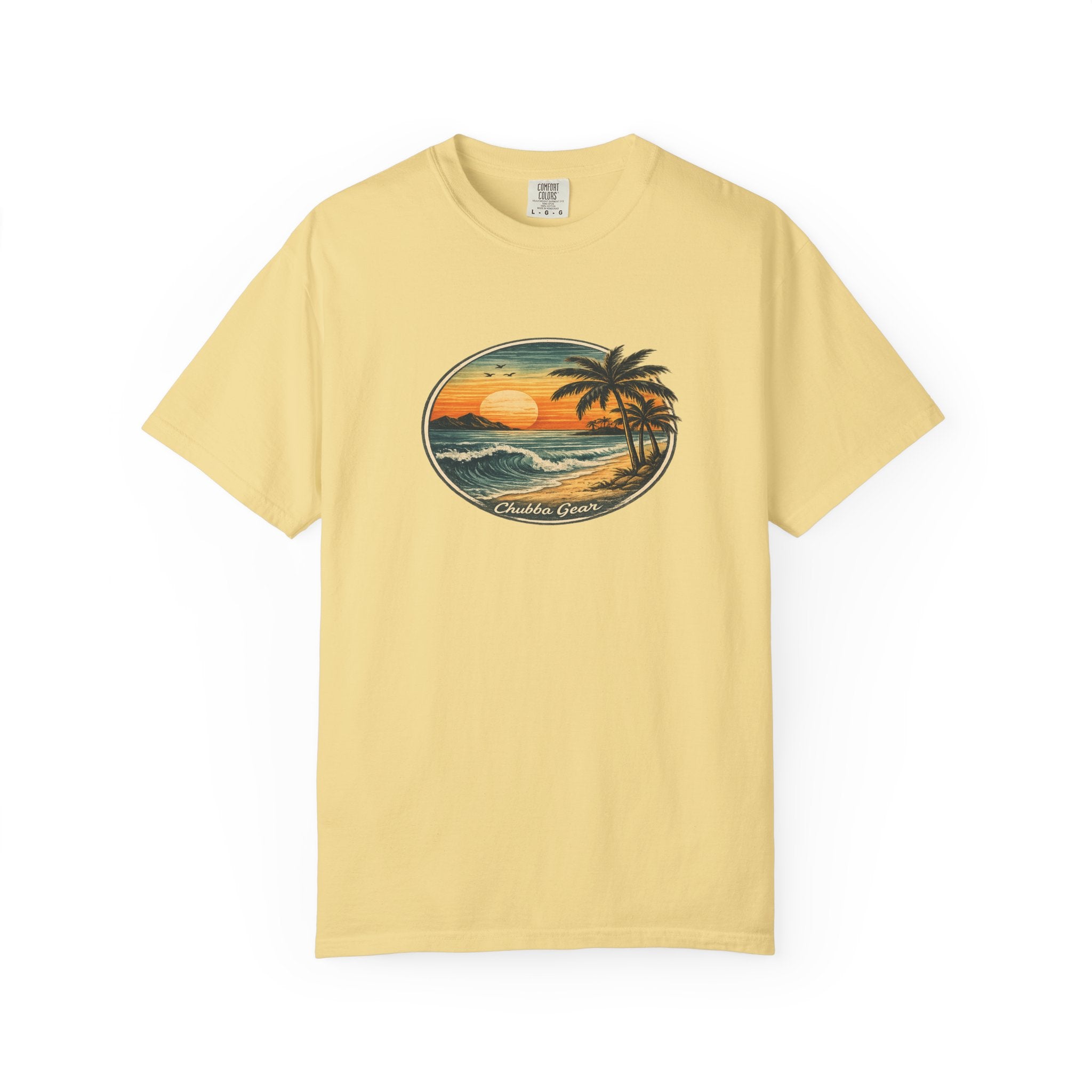Chubba Gear Retro Island Sunset T-Shirt | Garment-Dyed Coastal Tee