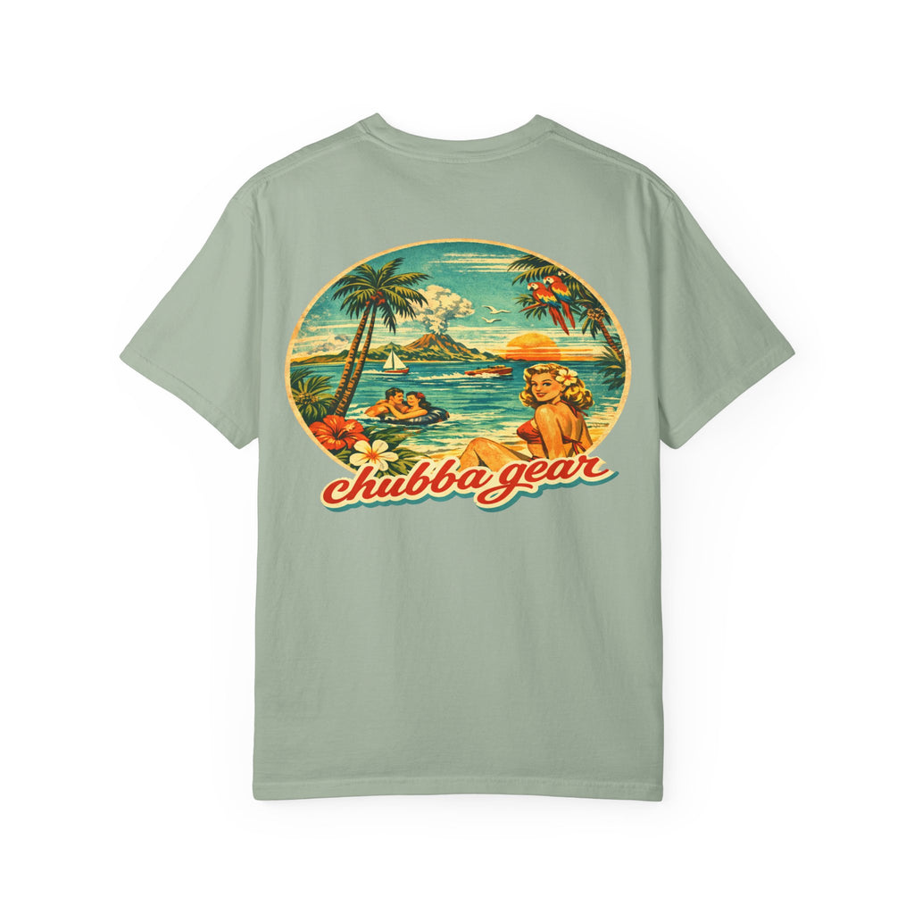 Chubba Gear Retro Tropical T-Shirt – 1950s Hawaiian Surf Beach Graphic Tee
