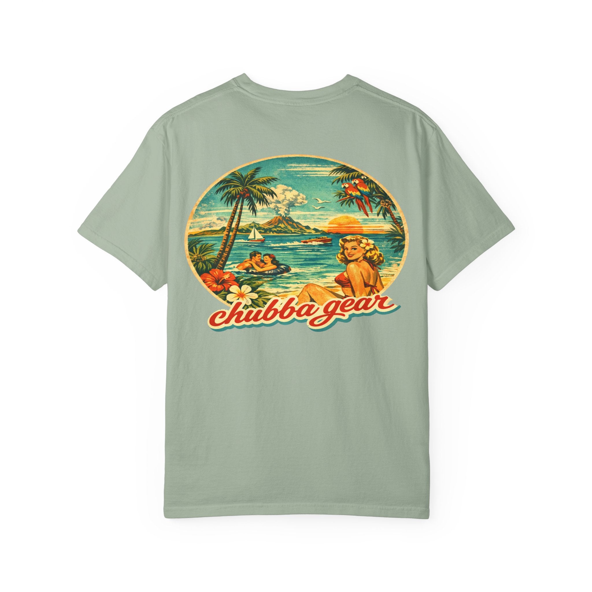 Chubba Gear Retro Tropical T-Shirt – 1950s Hawaiian Surf Beach Graphic Tee