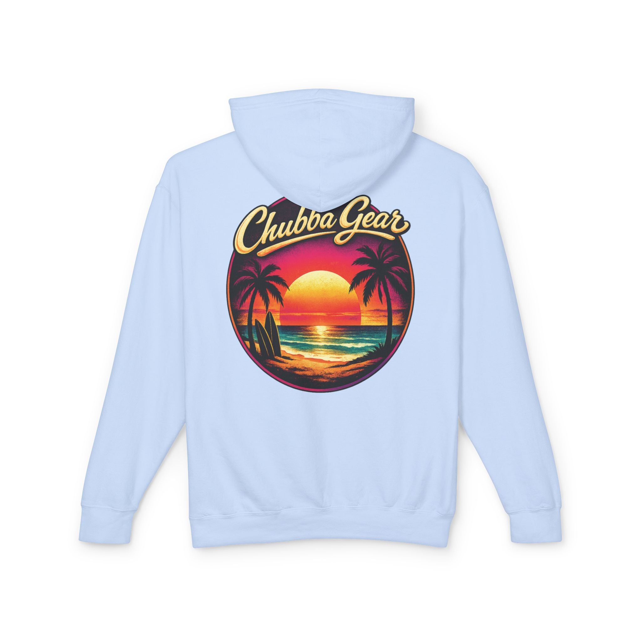 Chubba Gear Sunset Palm Hoodie – Island Life Retro Beach Sweatshirt