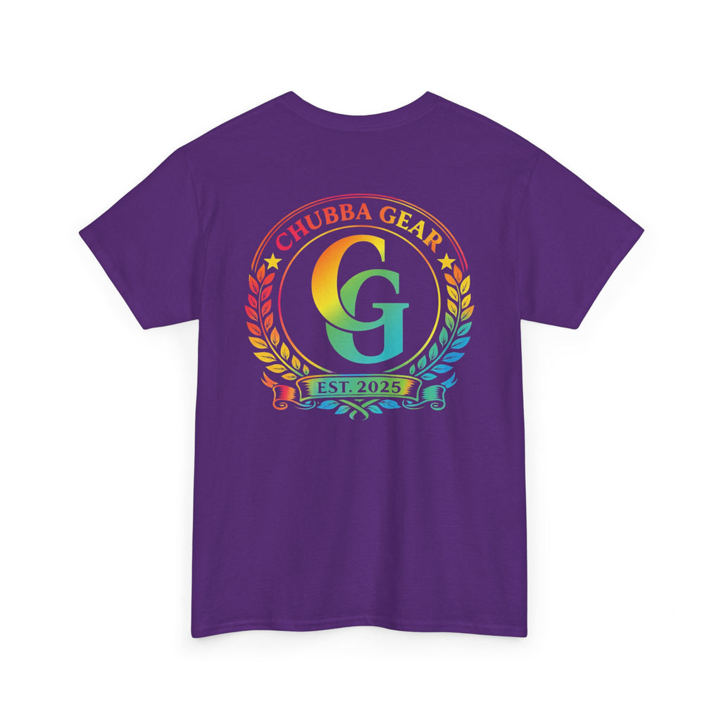 Chubba Gear Rainbow Crest T-Shirt — Retro Logo Tee (Est. 2025)