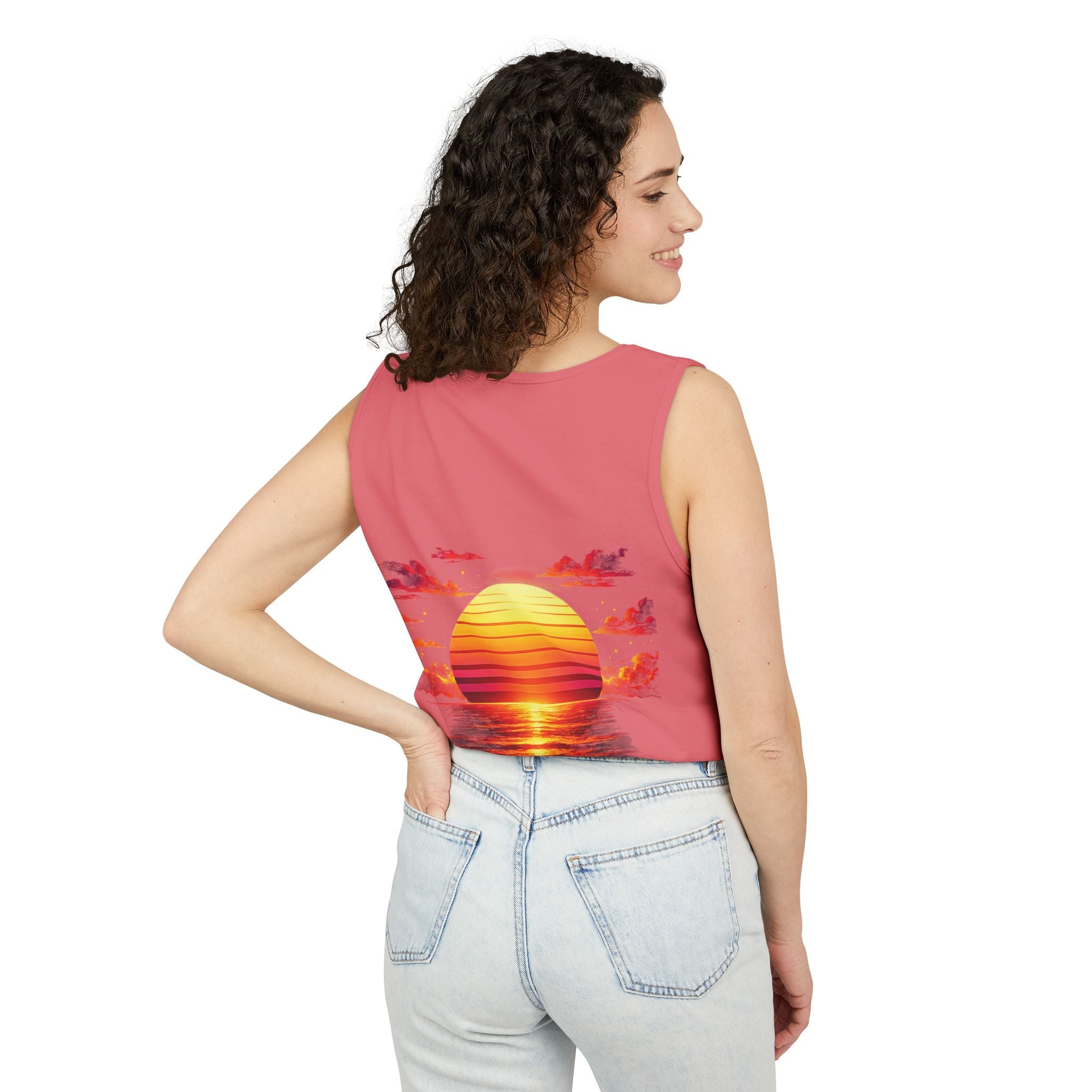 CHUBBA GEAR Sunset Wave Tank Top — Retro Sunset Beach Graphic Tank