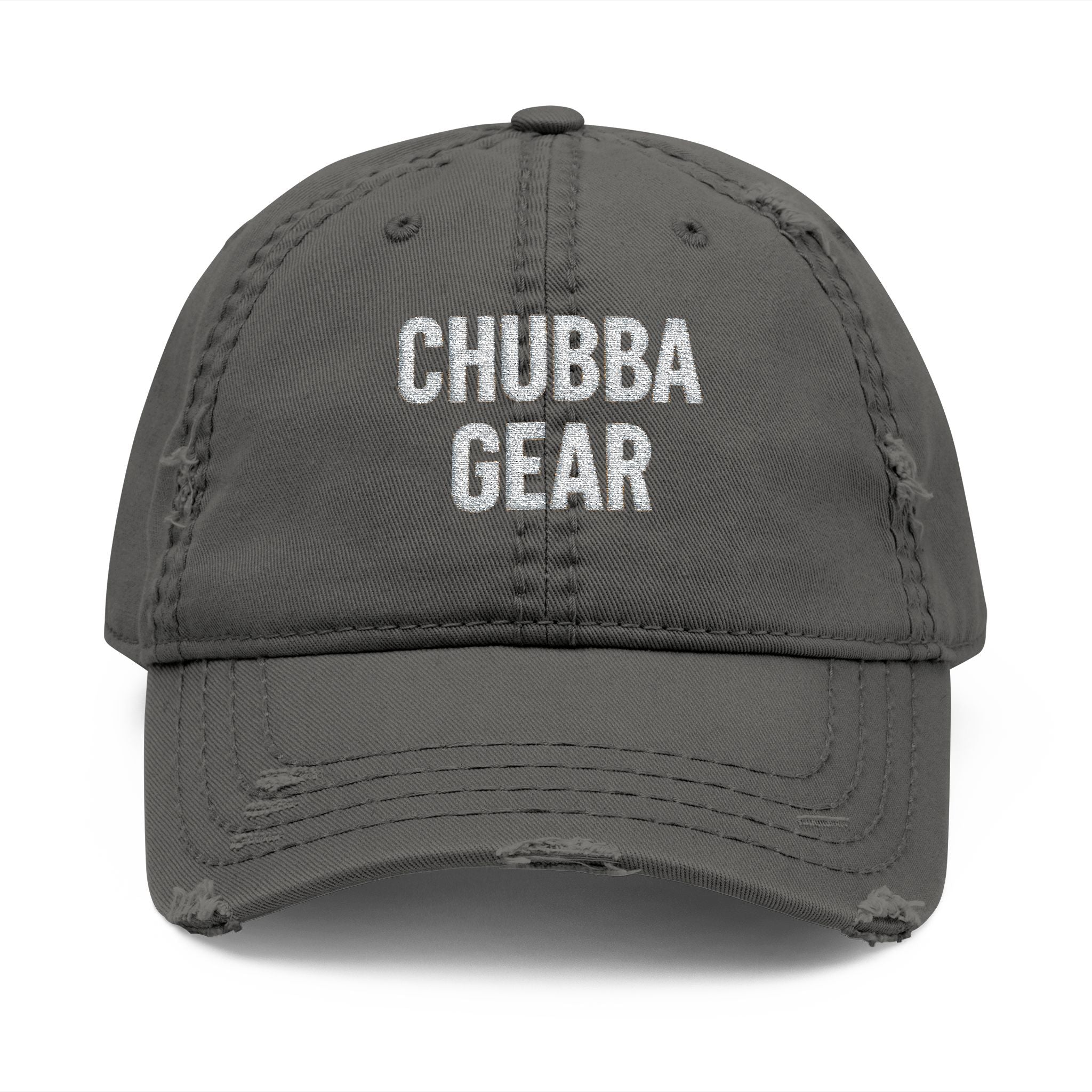 Hat-Distressed Embroidered Dad Hat — "CHUBBA GEAR" Casual Vintage Cap