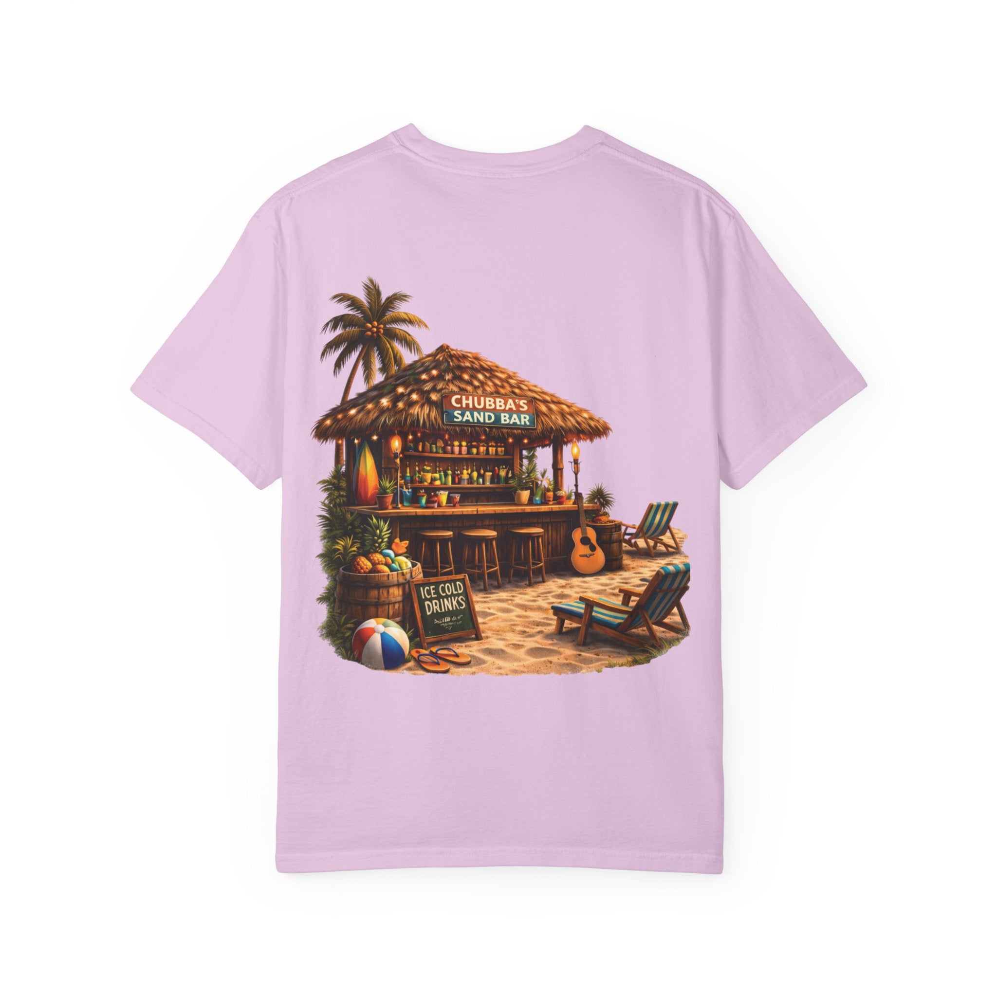 CHUBBA GEAR Sand Bar – Tropical Tiki Beach Bar T-Shirt