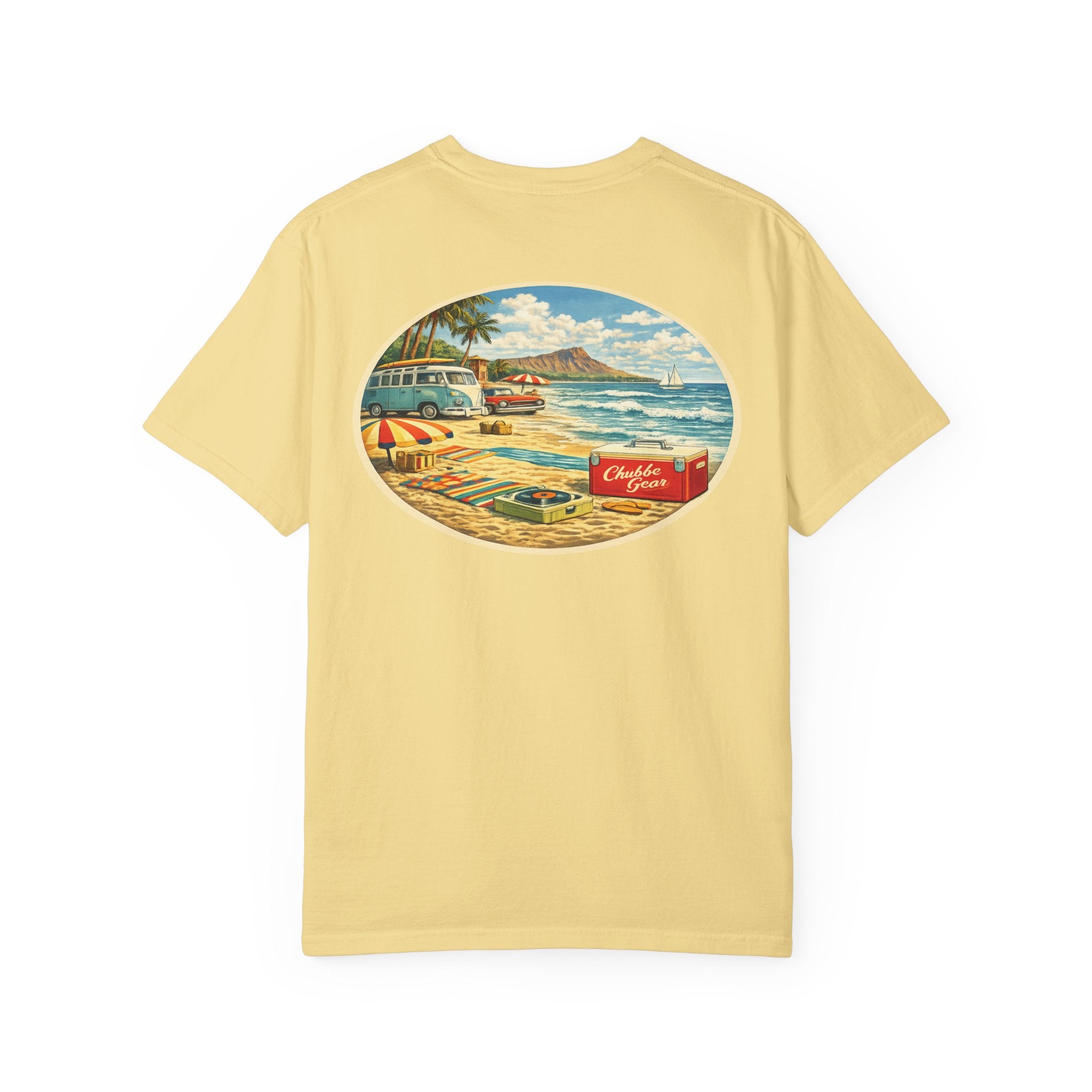 CHUBBA GEAR Vintage Beach T-Shirt – Retro Surf Graphic Tee with 60s Tropical Art