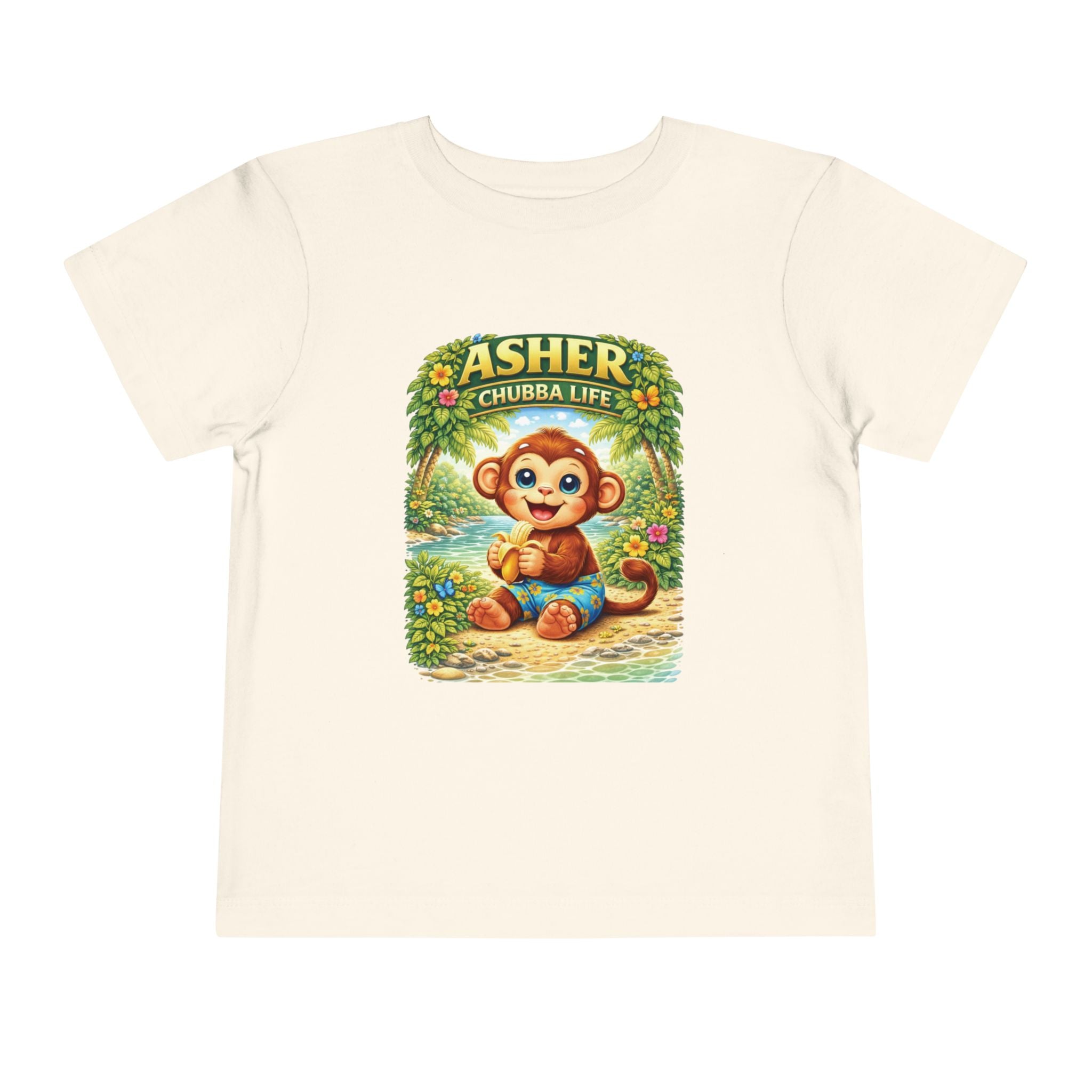 CHUBBA GEAR Asher Chubby Monkey Toddler Tee - Cute Jungle Baby Monkey Shirt