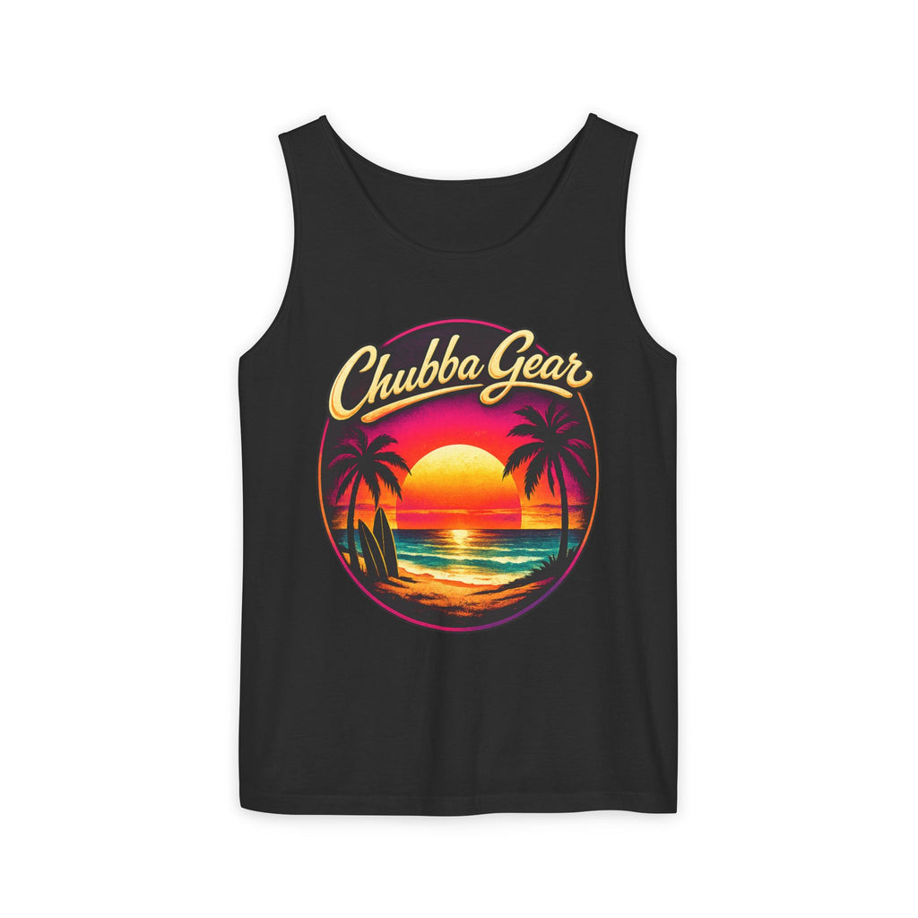 Chubba Gear Sunset Tank Top – Retro Tropical Beach Graphic