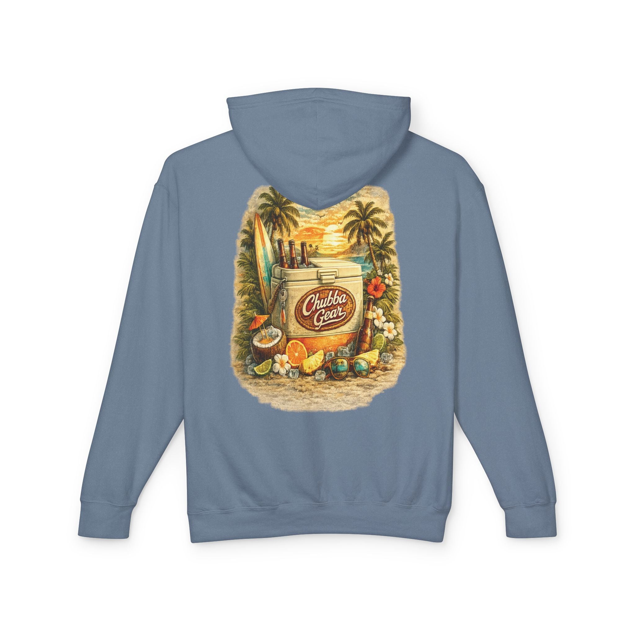 CHUBBA GEAR Vintage Beach Hoodie – Retro Surf Cooler Graphic Pullover Sweatshirt