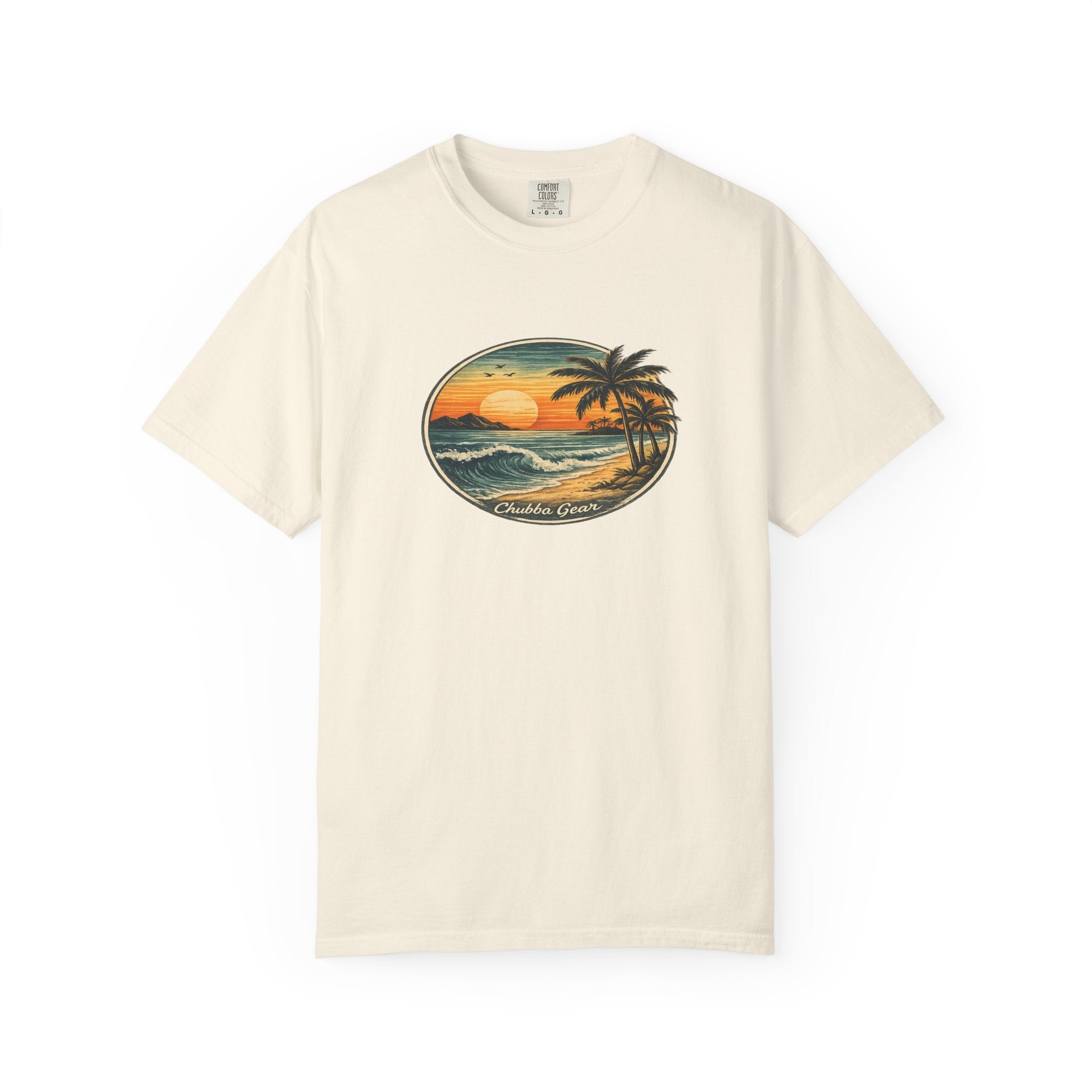Chubba Gear Retro Island Sunset T-Shirt | Garment-Dyed Coastal Tee