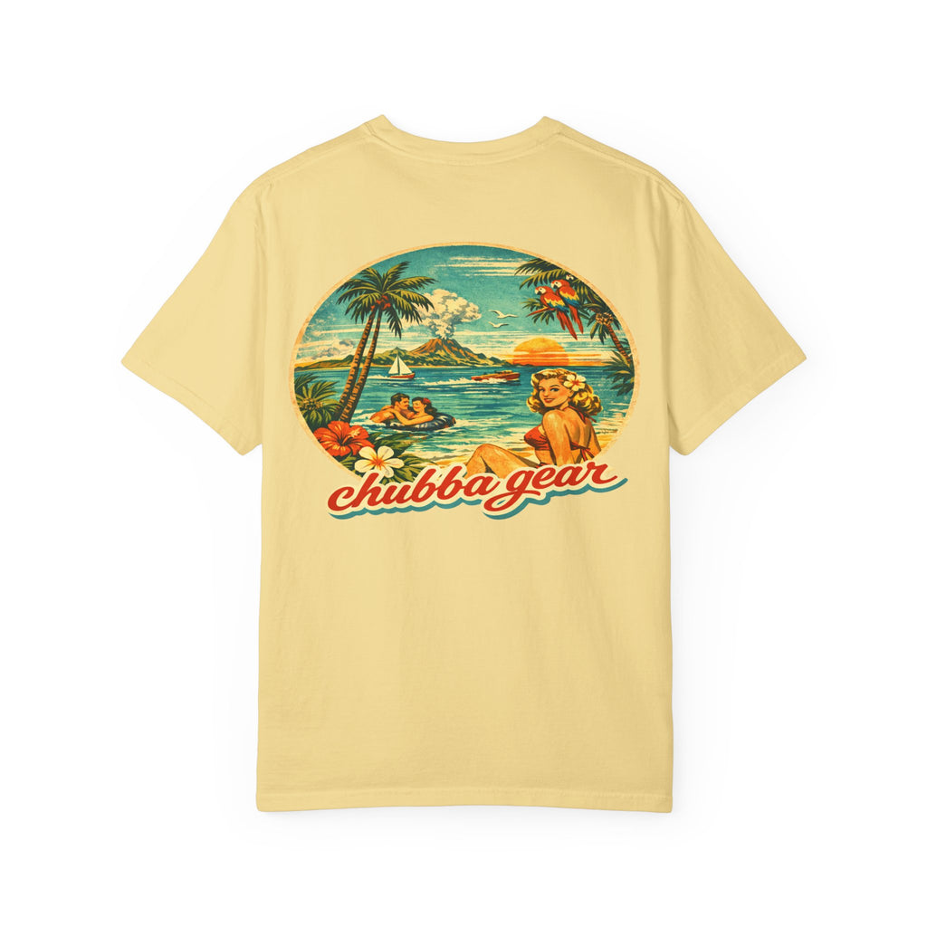 Chubba Gear Retro Tropical T-Shirt – 1950s Hawaiian Surf Beach Graphic Tee