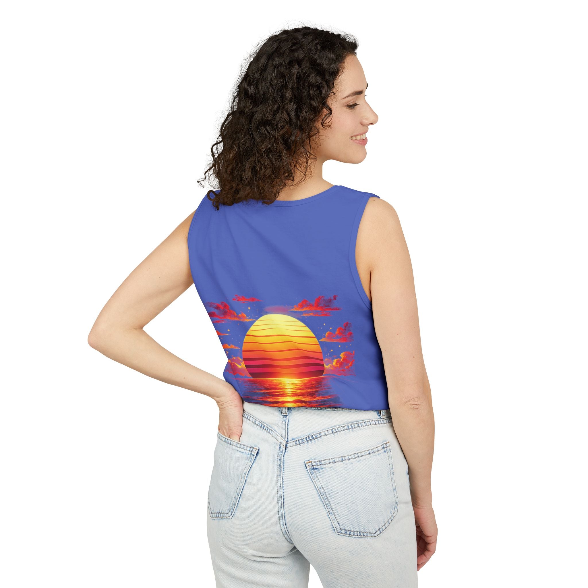 CHUBBA GEAR Sunset Wave Tank Top — Retro Sunset Beach Graphic Tank