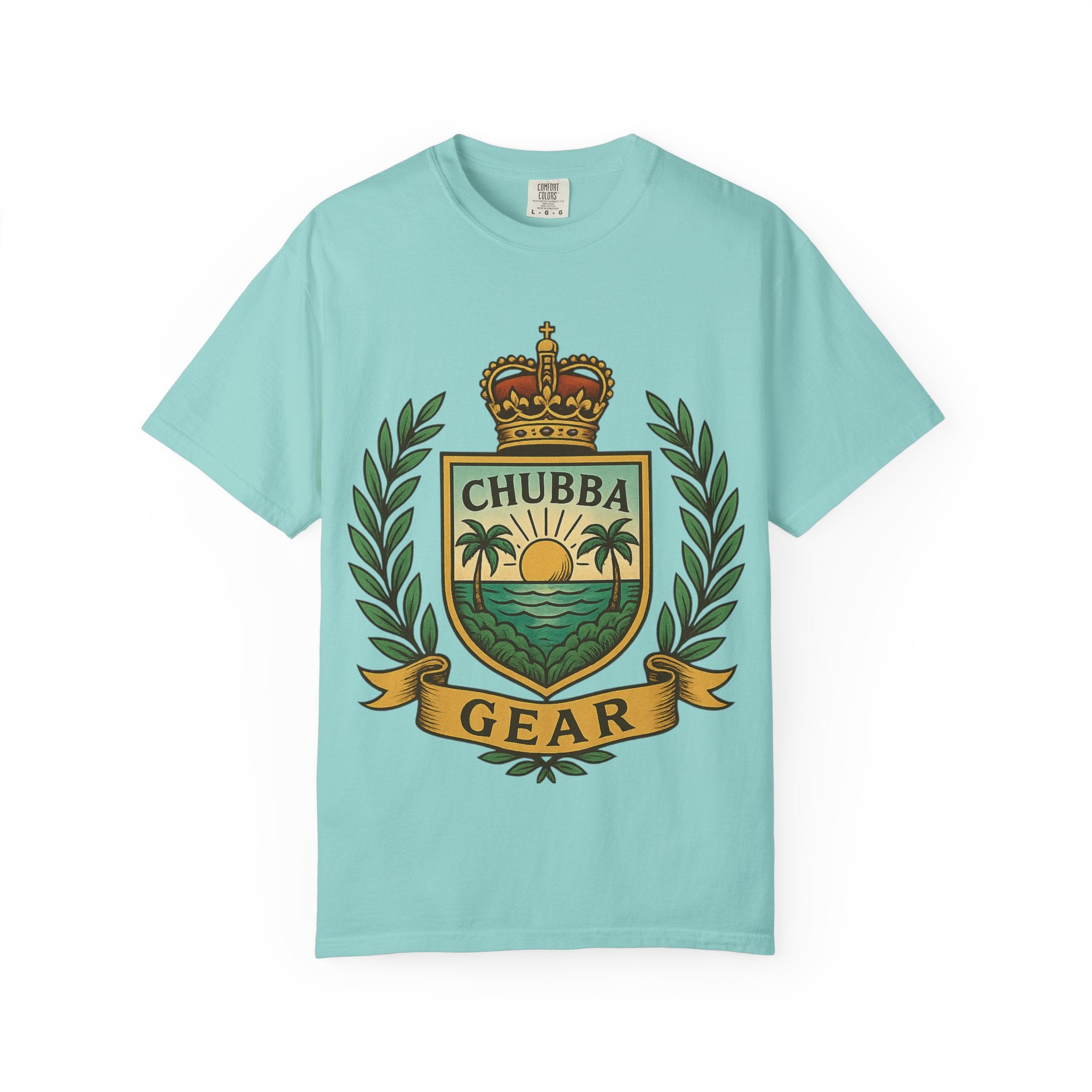 CHUBBA GEAR T-Shirt | Tropical Crest Graphic | Vintage Sunset Tee