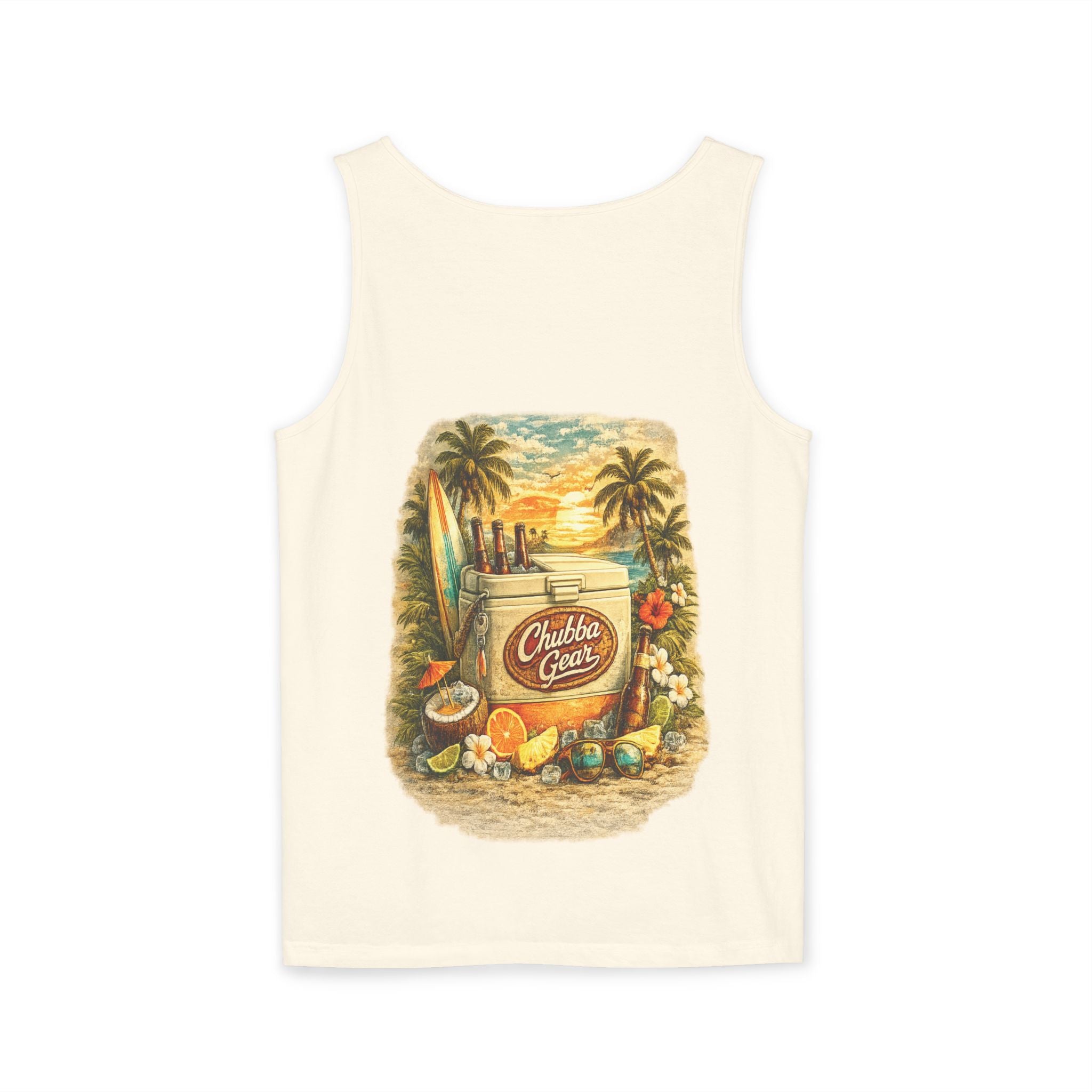 CHUBBA GEAR Vintage Tropical Tank Top – Retro Surf Cooler Beach Graphic Shirt