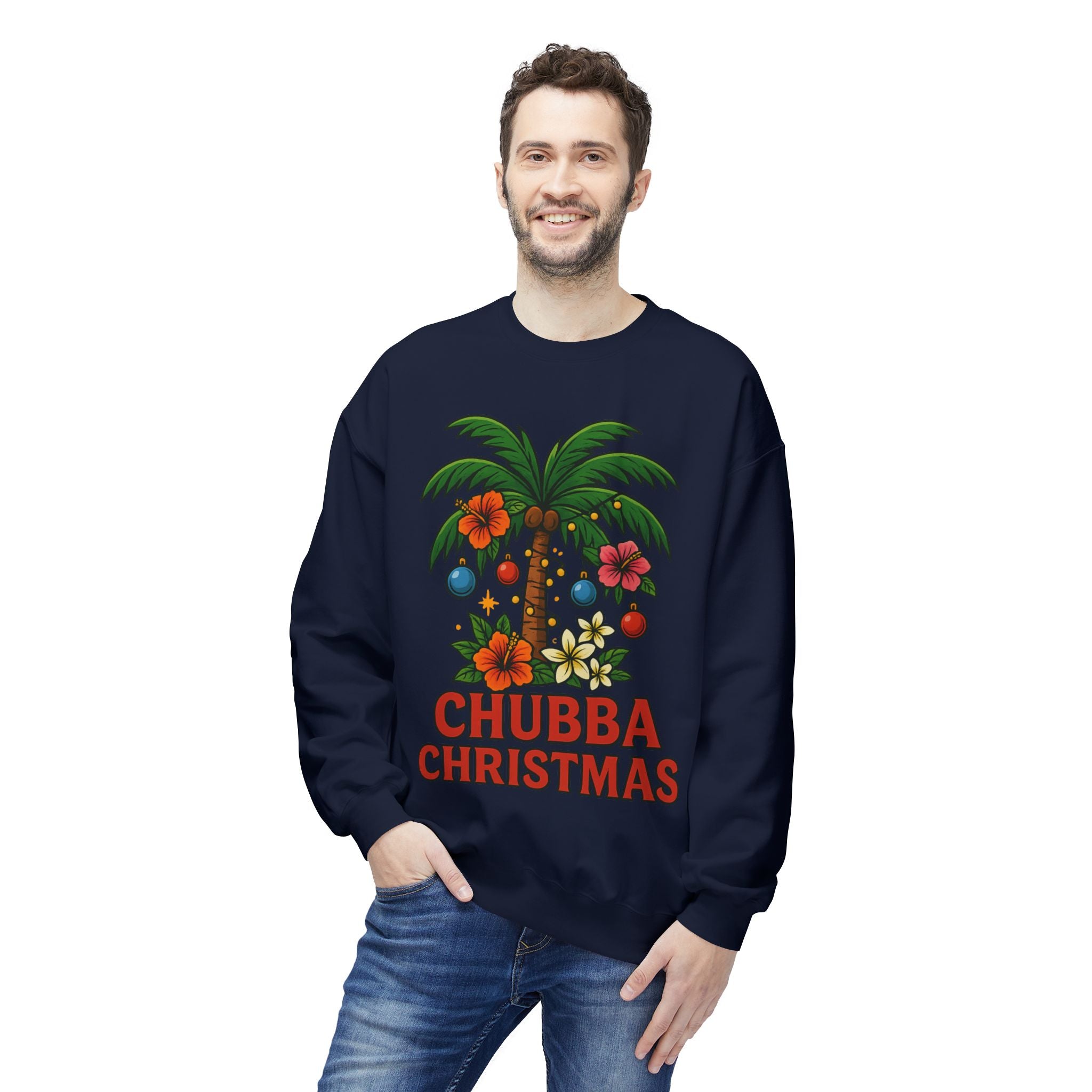 Christmas Palm Sweatshirt — "Chubba Christmas" Tropical Holiday Crewneck