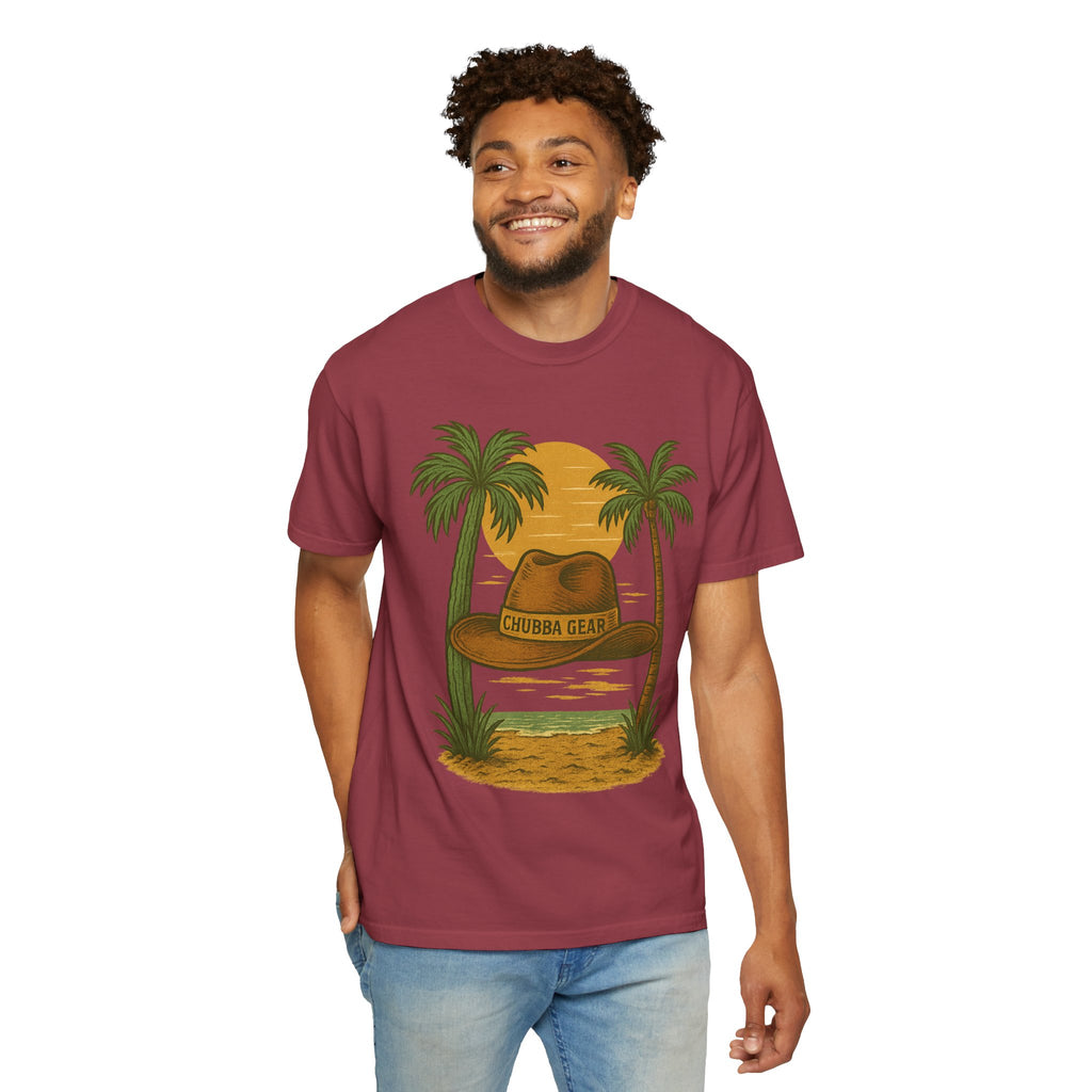 CHUBBA GEAR Tropical Sunset Hat Graphic T-Shirt