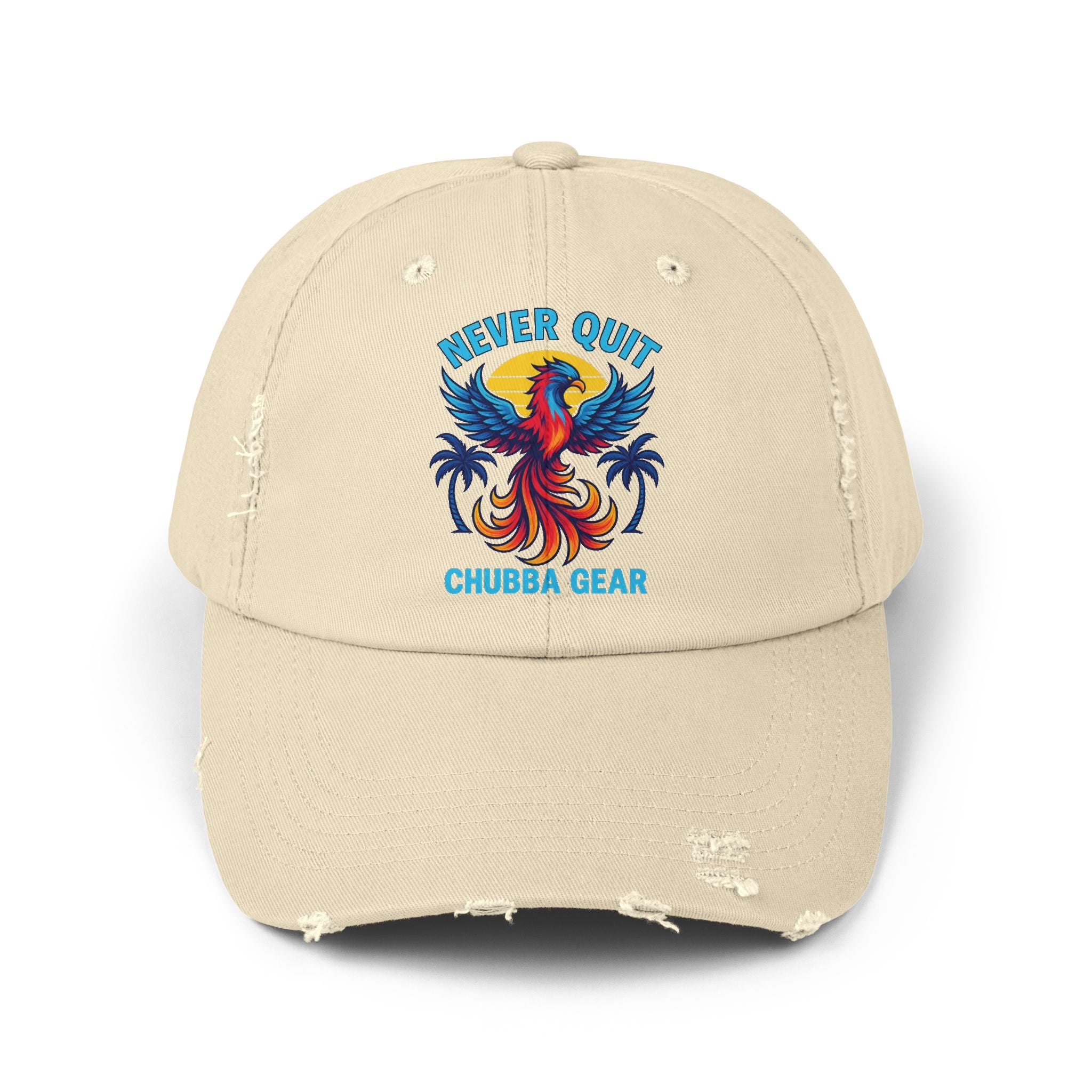 CHUBBA GEAR Never Quit Phoenix Distressed Cap – Motivational Baseball Hat
