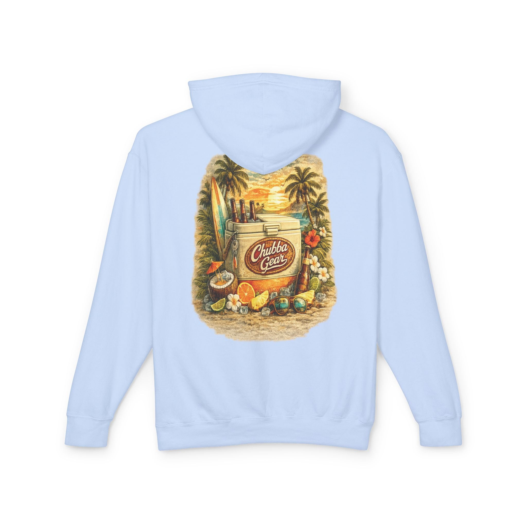 CHUBBA GEAR Vintage Beach Hoodie – Retro Surf Cooler Graphic Pullover Sweatshirt
