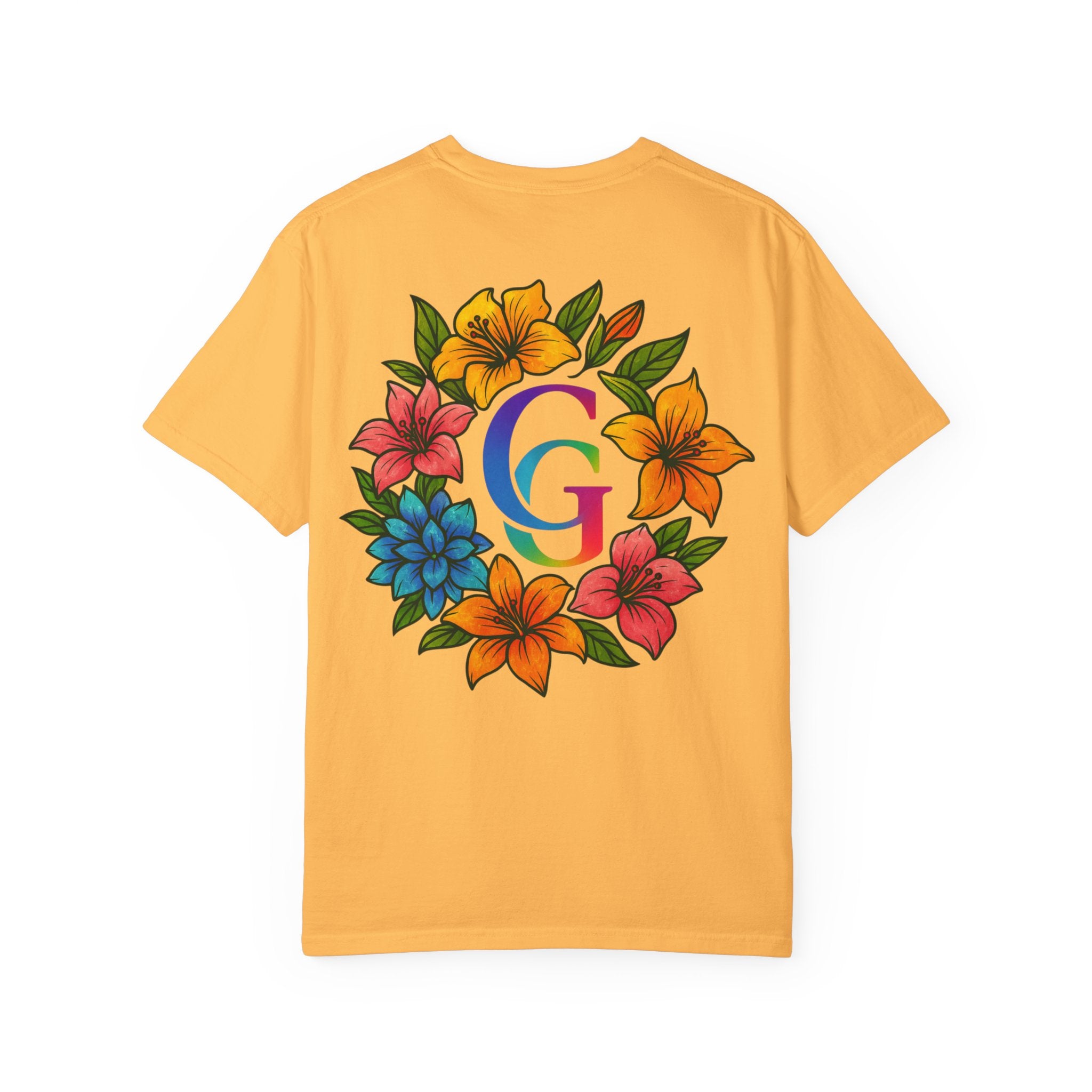 CHUBBA GEAR Floral Monogram T-Shirt | Colorful Flower Wreath