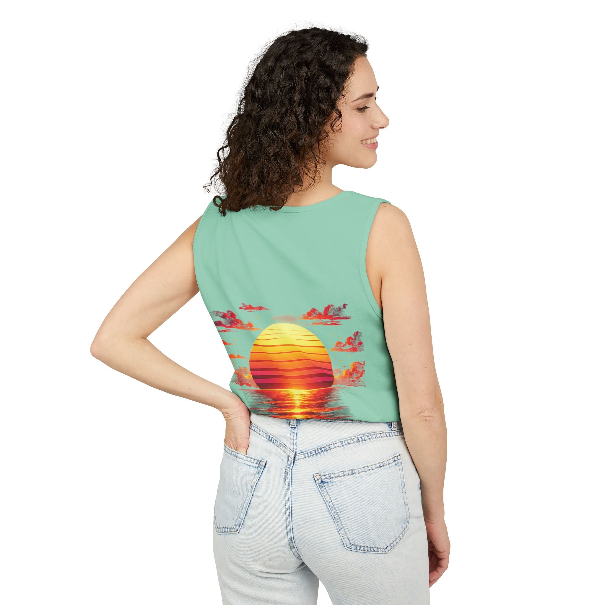 CHUBBA GEAR Sunset Wave Tank Top — Retro Sunset Beach Graphic Tank