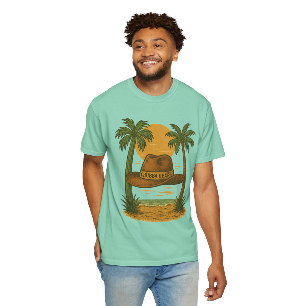 CHUBBA GEAR Tropical Sunset Hat Graphic T-Shirt