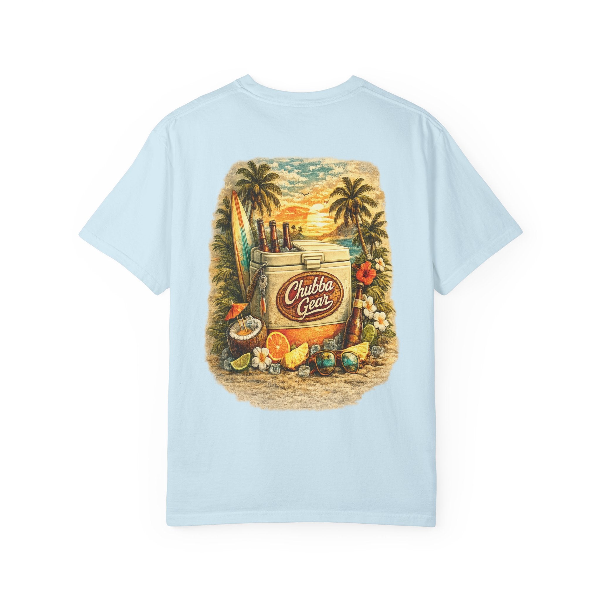 CHUBBA GEAR Vintage Tropical T-Shirt – Retro Beach Cooler Surf Graphic Tee